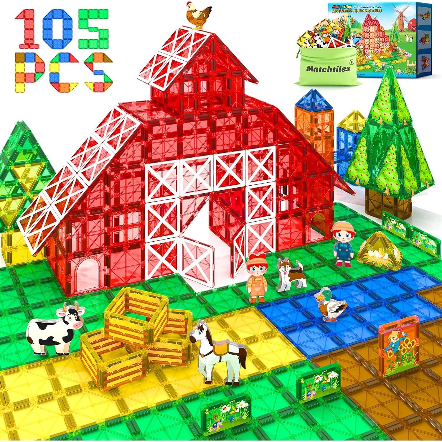 Azulejos Magnéticos de Animales de Granja 105PCS - Juguete Educativo