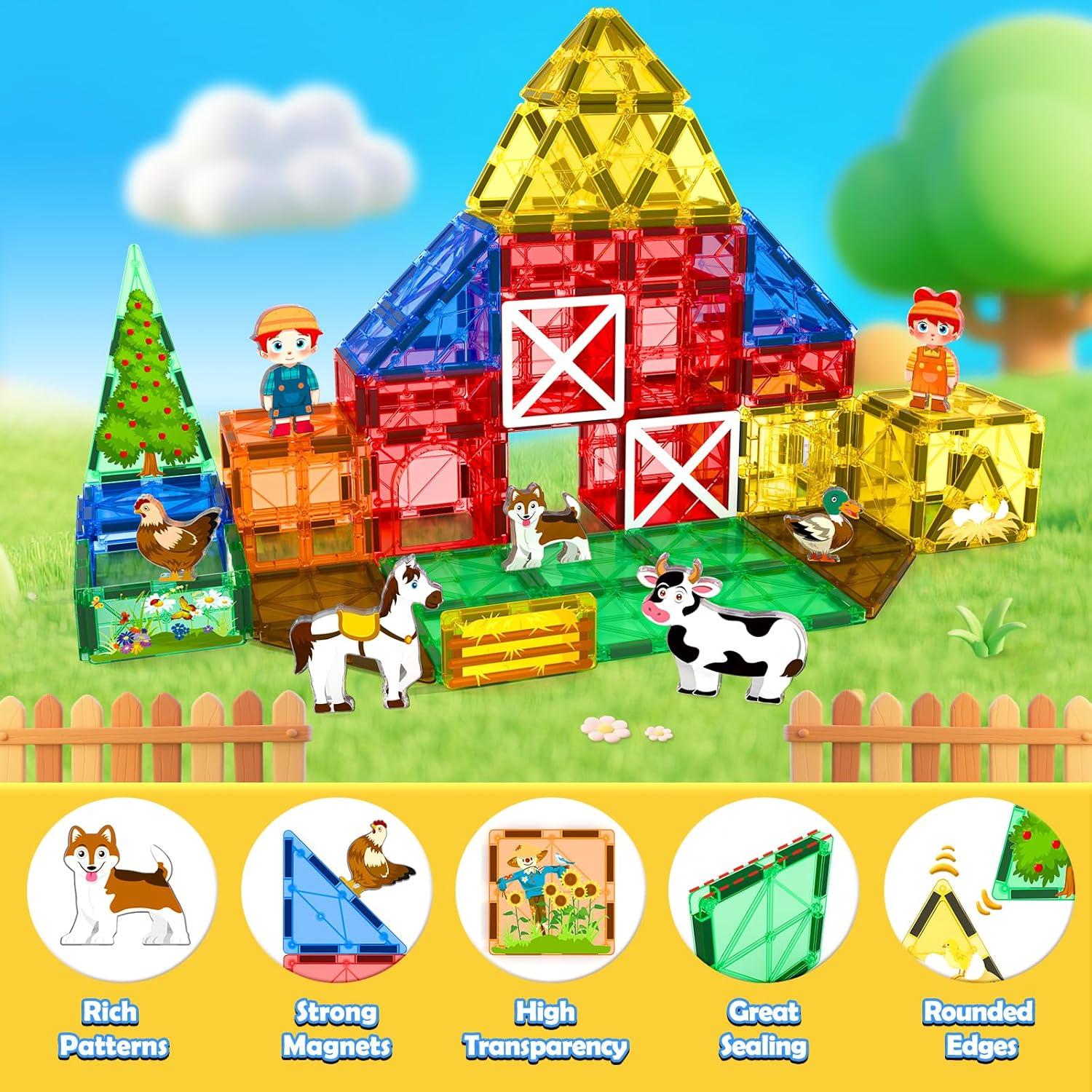 Azulejos Magnéticos de Animales de Granja 105PCS - Juguete Educativo