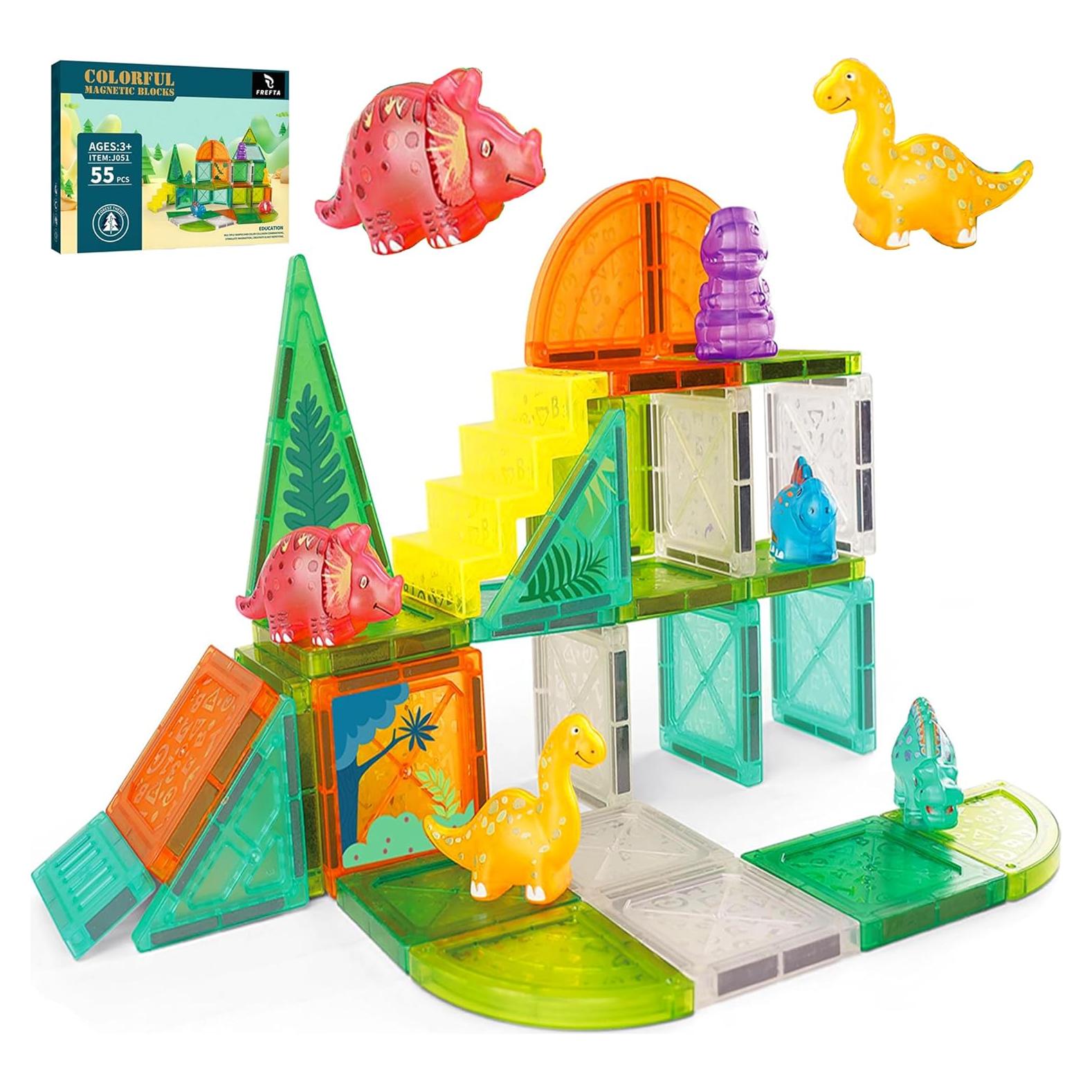 Juego de Azulejos Magnéticos de Dinosaurios Frefta 55 Piezas