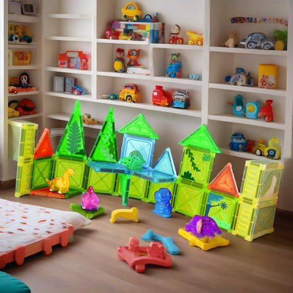 Juego de Azulejos Magnéticos de Dinosaurios Frefta 55 Piezas