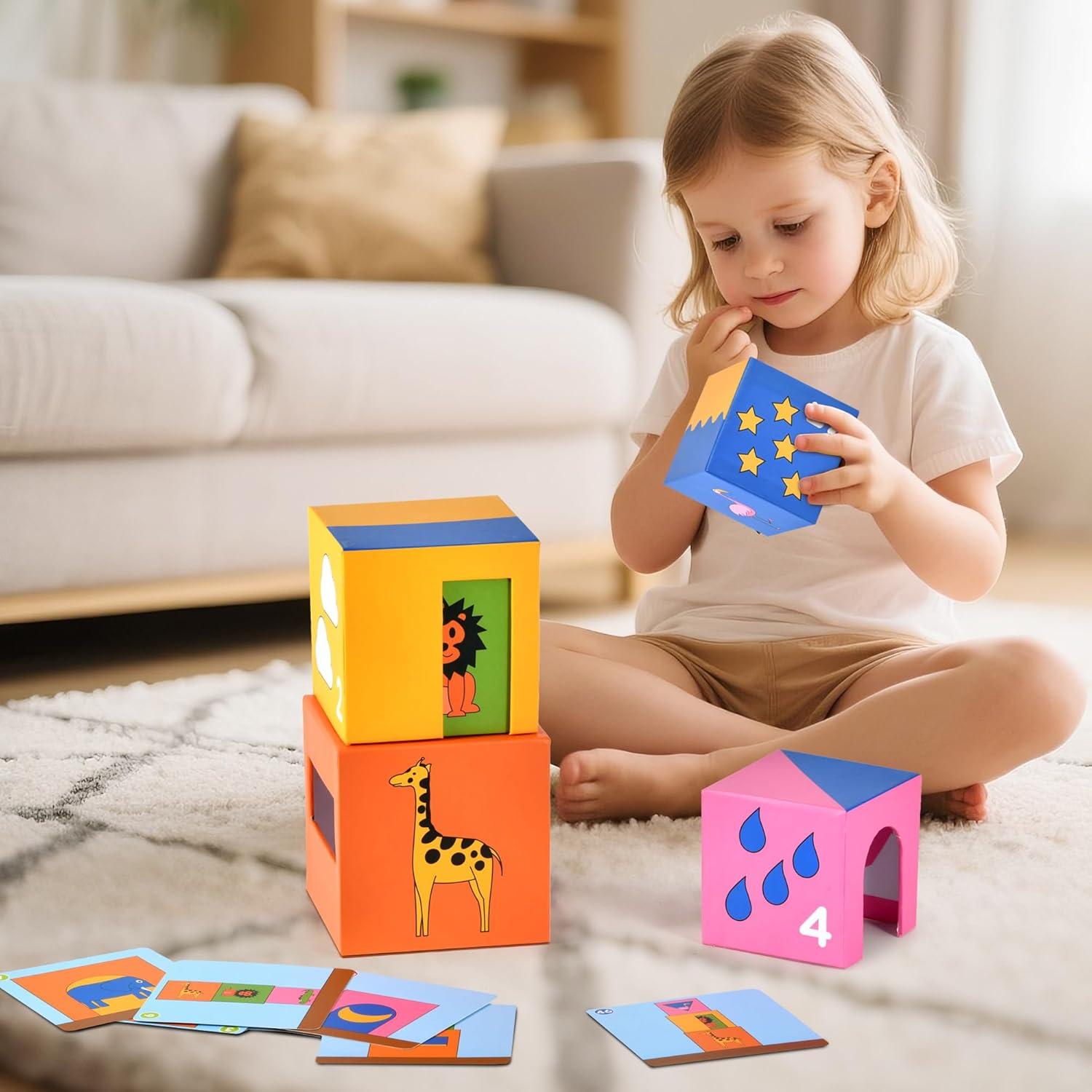 Juguetes Apilables Montessori DICROON - Bloques de Animales y Cajas Anidadas