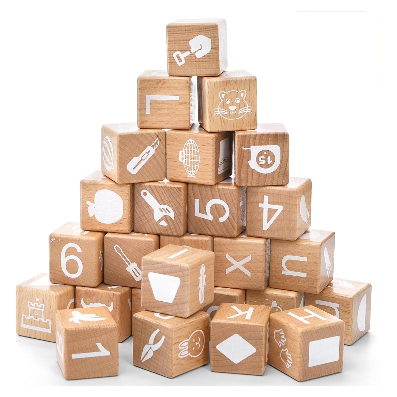Bloques de Alfabeto de Madera Peohud 26 Piezas Educativos