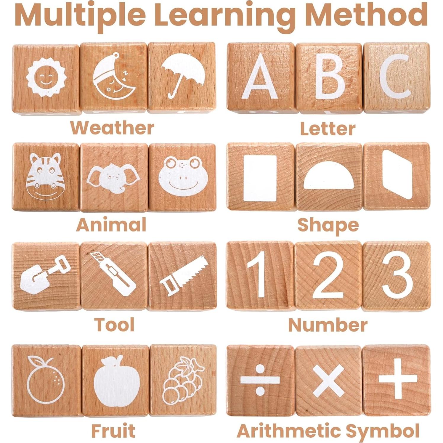 Bloques de Alfabeto de Madera Peohud 26 Piezas Educativos