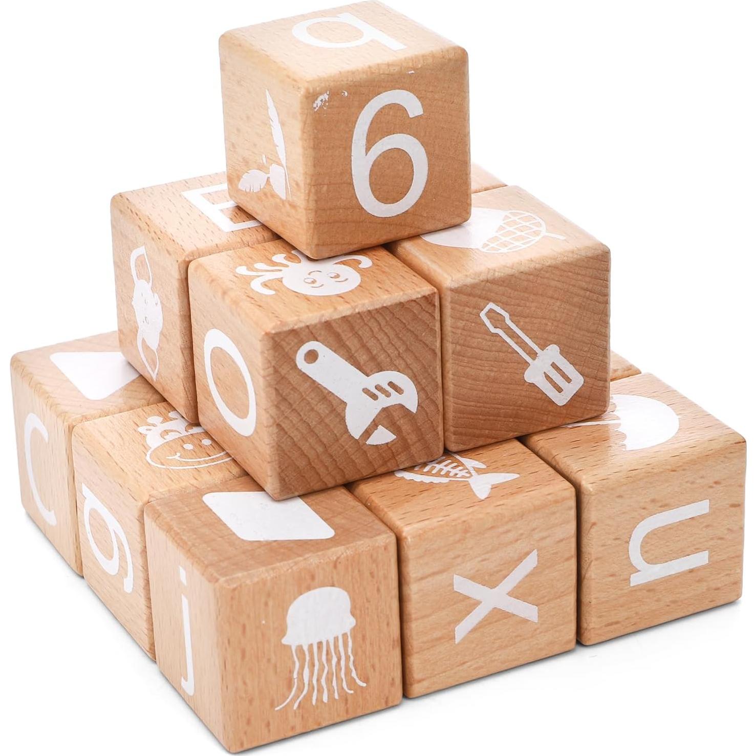 Bloques de Alfabeto de Madera Peohud 26 Piezas Educativos