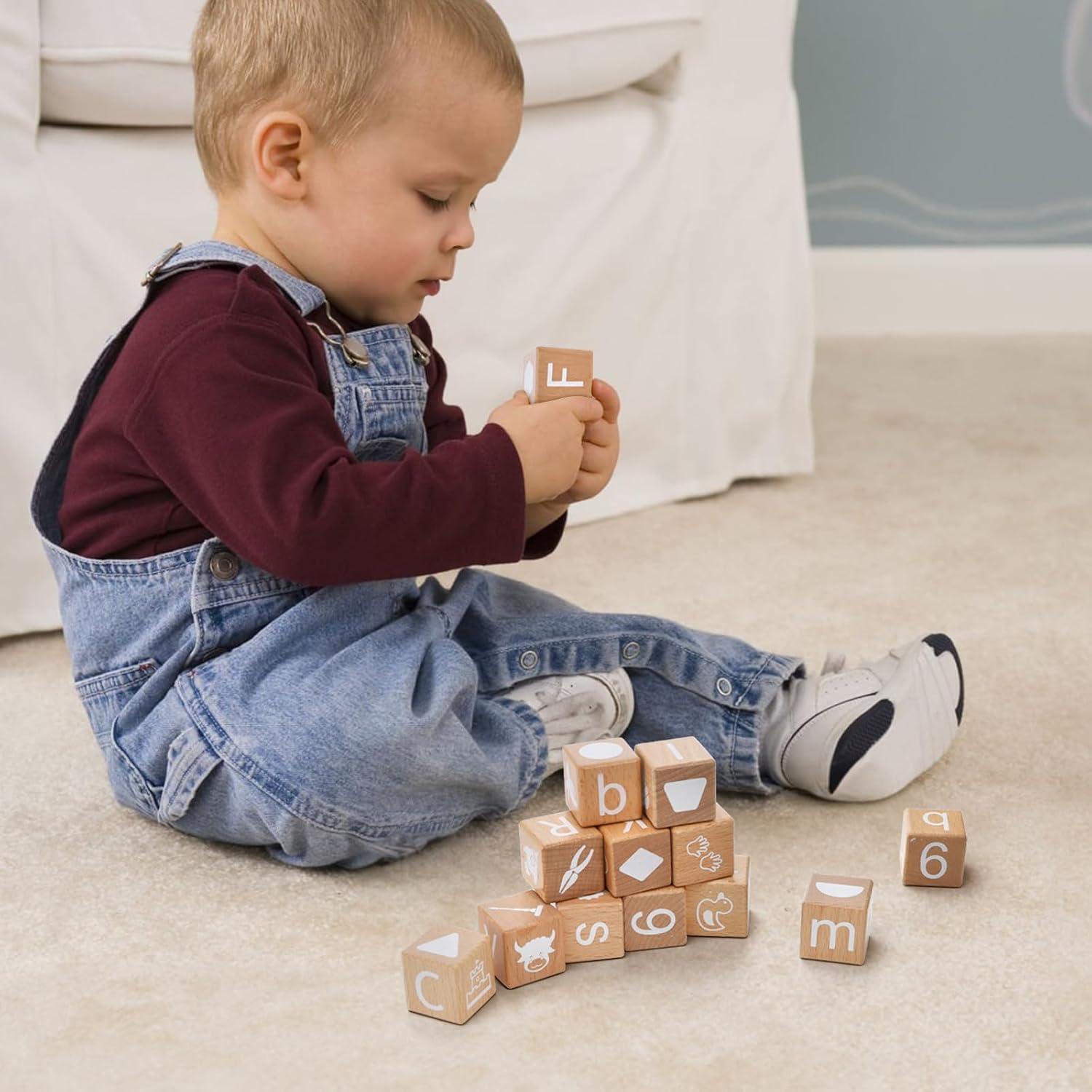 Bloques de Alfabeto de Madera Peohud 26 Piezas Educativos