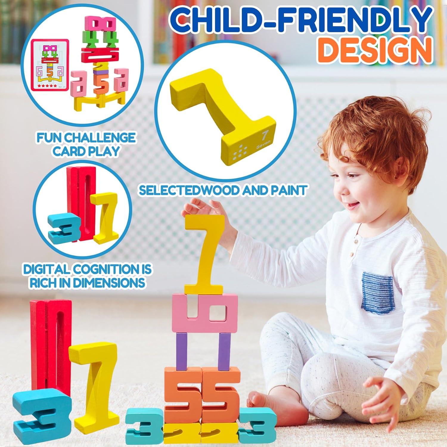 20 Bloques de Construcción de Números de Madera Montessori