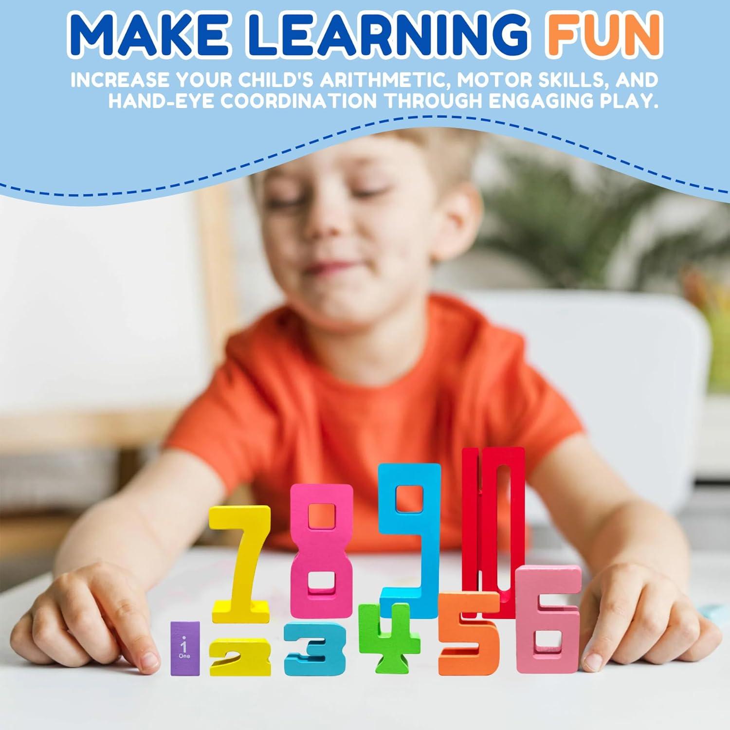 20 Bloques de Construcción de Números de Madera Montessori