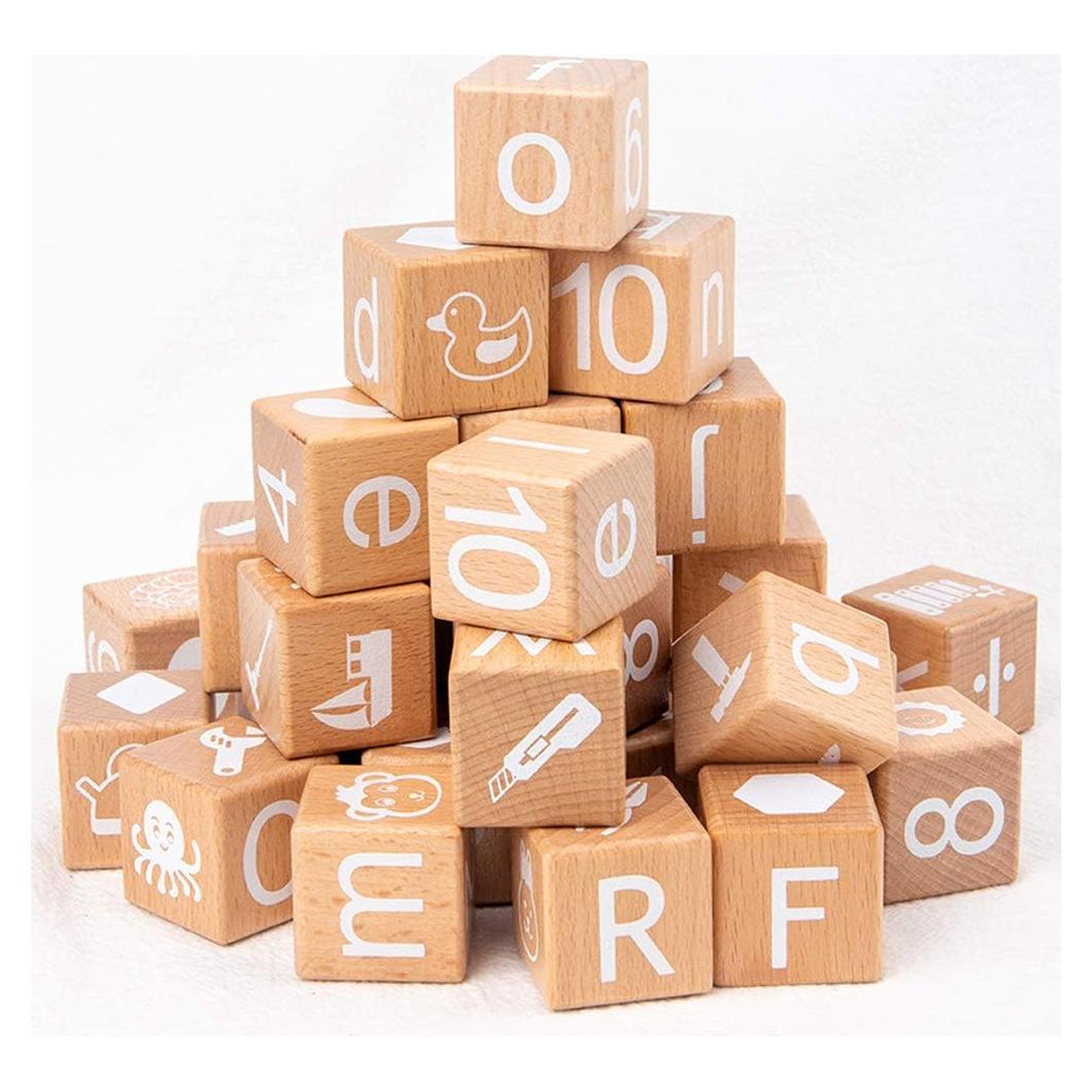 Bloques de Construcción de Madera ABC - Juguetes Educativos 1.16 kg