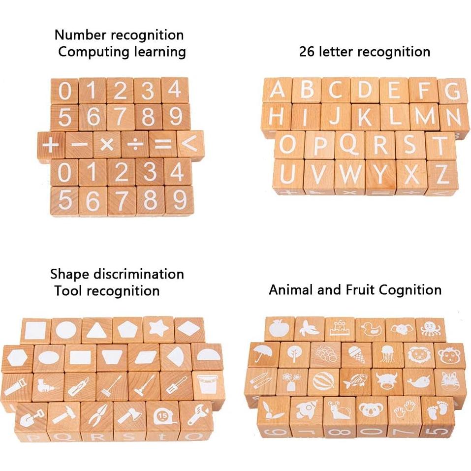 Bloques de Construcción de Madera ABC - Juguetes Educativos 1.16 kg