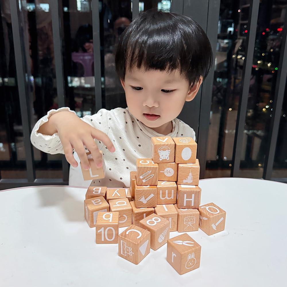 Bloques de Construcción de Madera ABC - Juguetes Educativos 1.16 kg