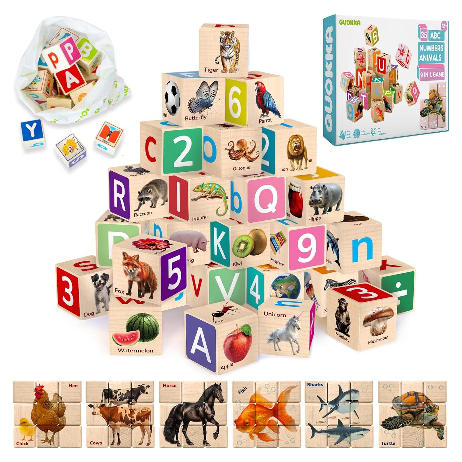 Bloques de Madera Montessori QUOKKA ABC - 35 Piezas para Niños