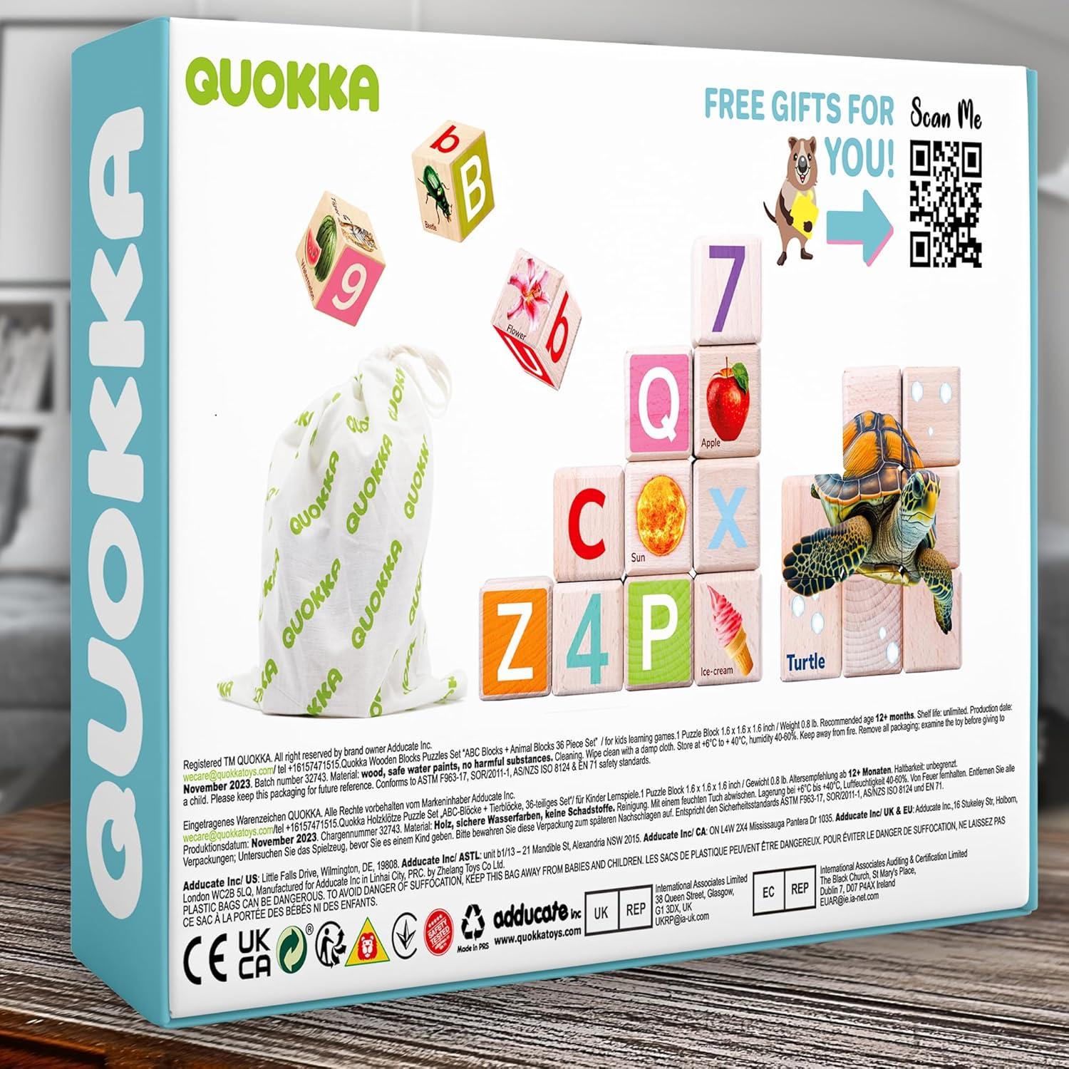 Bloques de Madera Montessori QUOKKA ABC - 35 Piezas para Niños