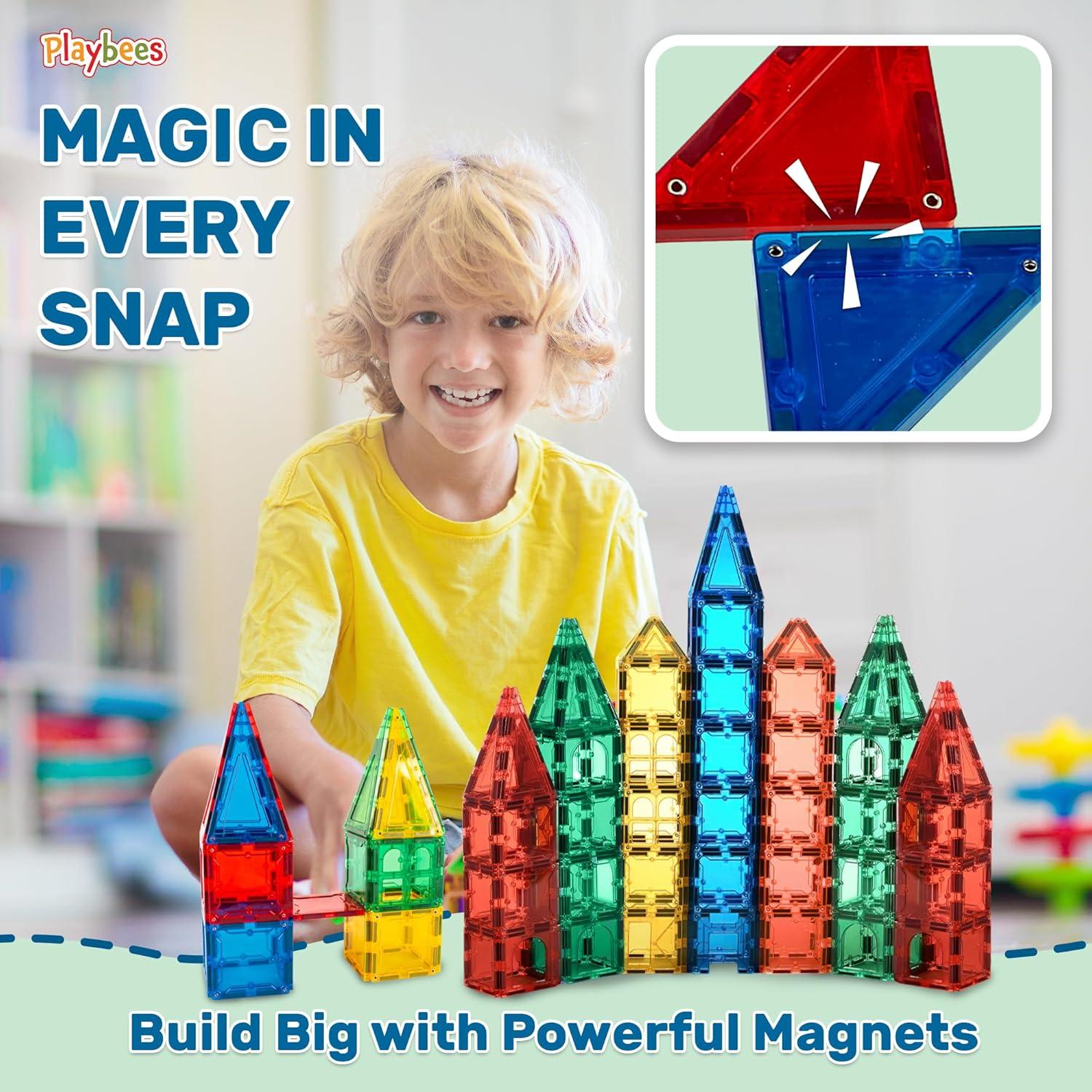 Bloques Magnéticos Playbees 60 Piezas para Niños 3-5 Años