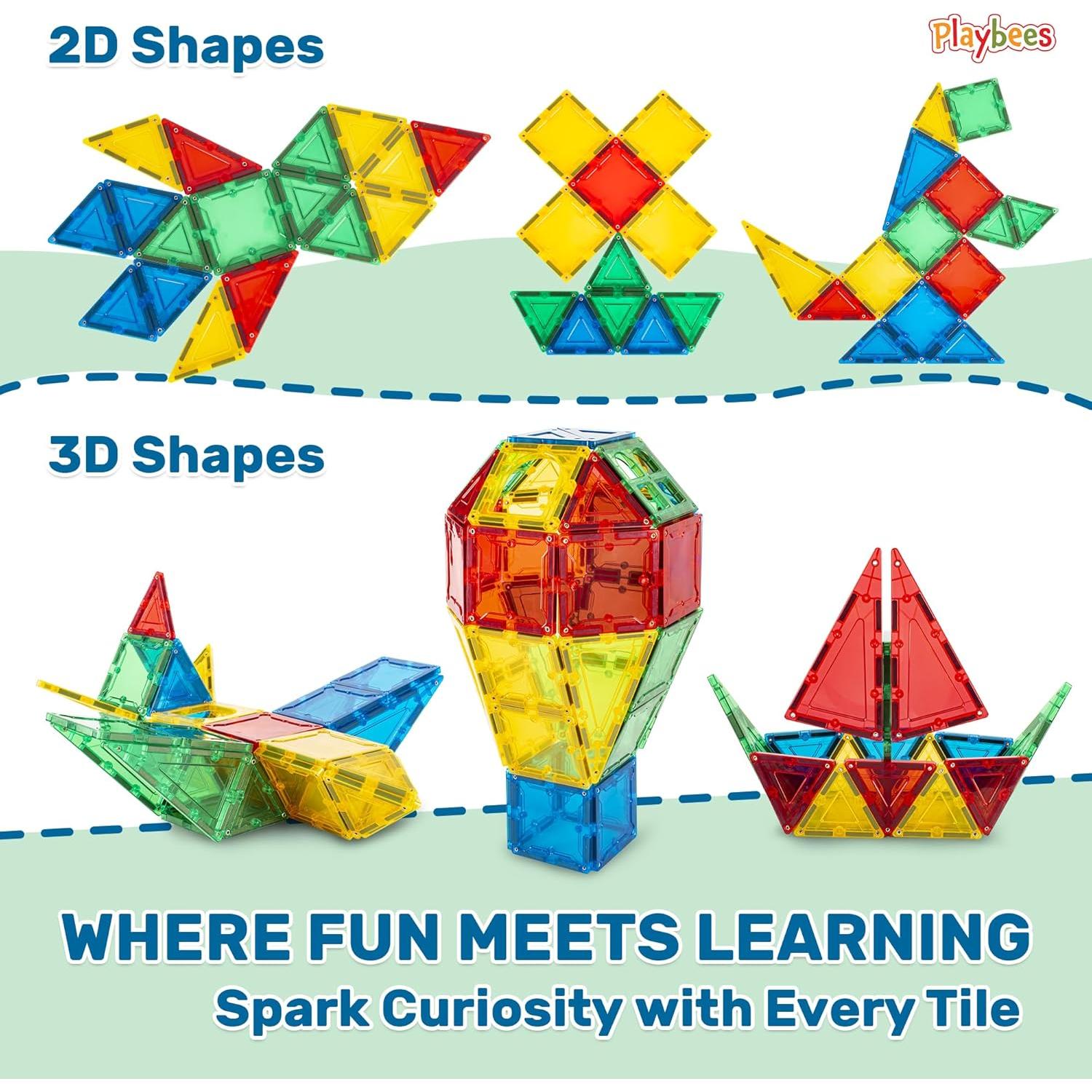 Bloques Magnéticos Playbees 60 Piezas para Niños 3-5 Años