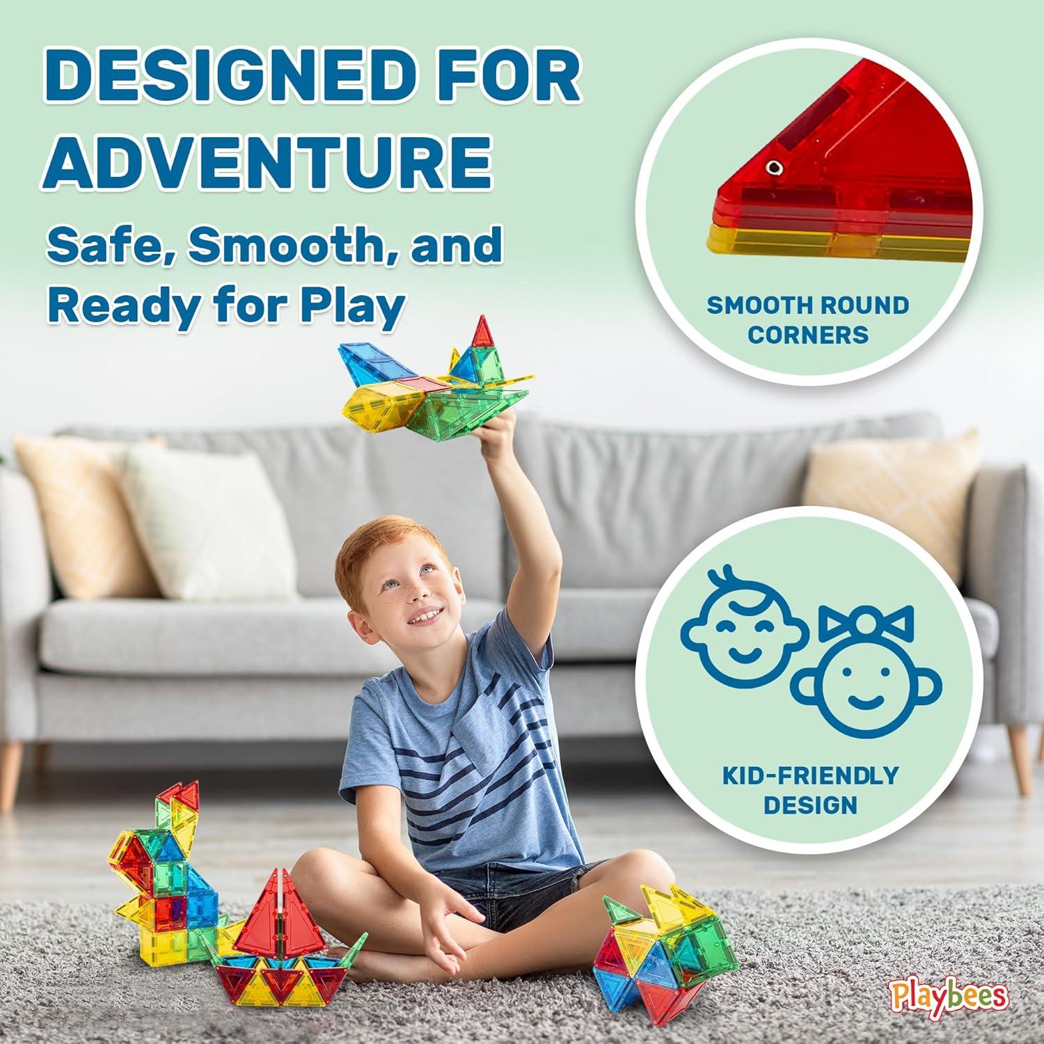 Bloques Magnéticos Playbees 60 Piezas para Niños 3-5 Años