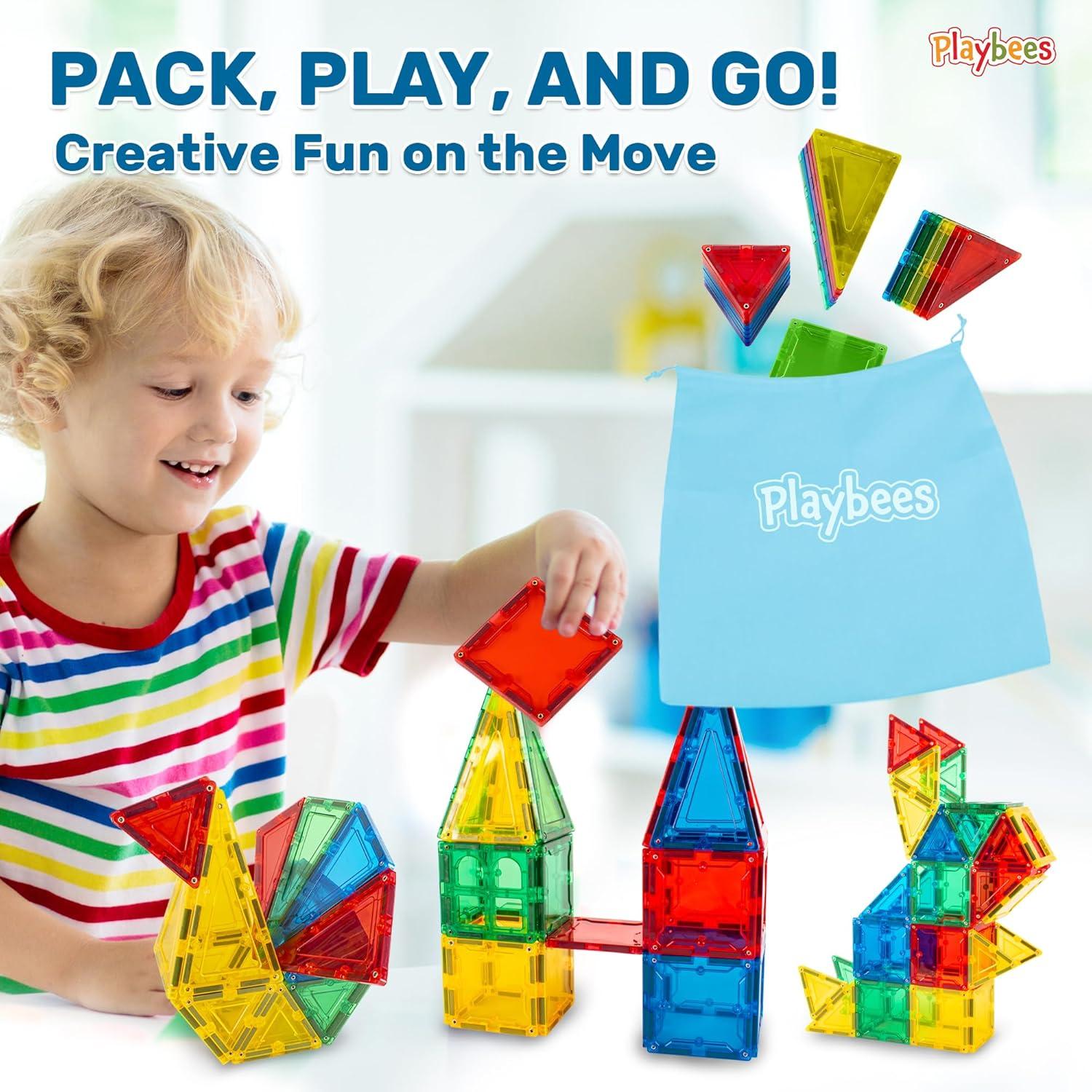 Bloques Magnéticos Playbees 60 Piezas para Niños 3-5 Años