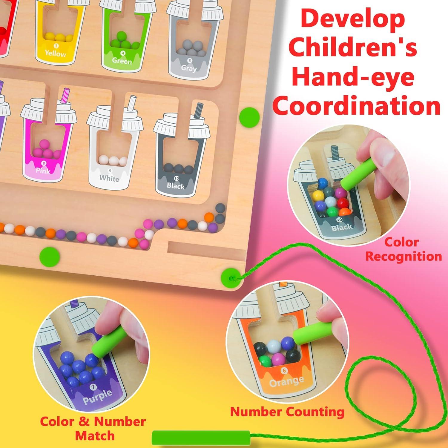 Laberinto Magnético de Colores y Números MTYOKILN - Juego Montessori