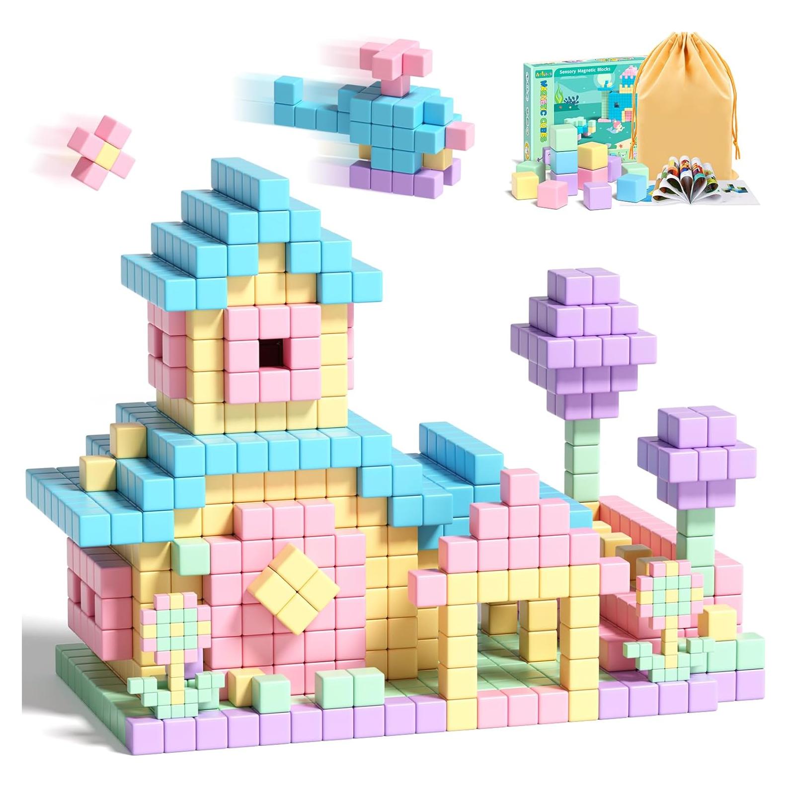 Bloques Magnéticos 128PCS Montessori STEM para Niños 3+ Años