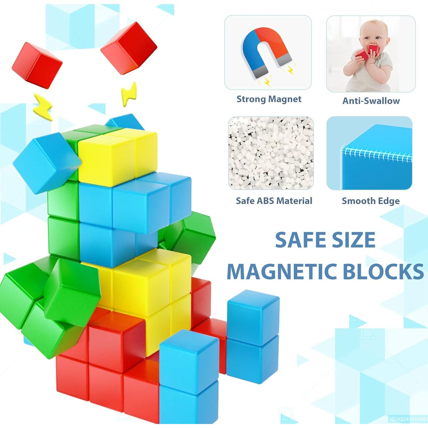 Bloques Magnéticos Montessori 28 Piezas 3 cm para Niños 3+