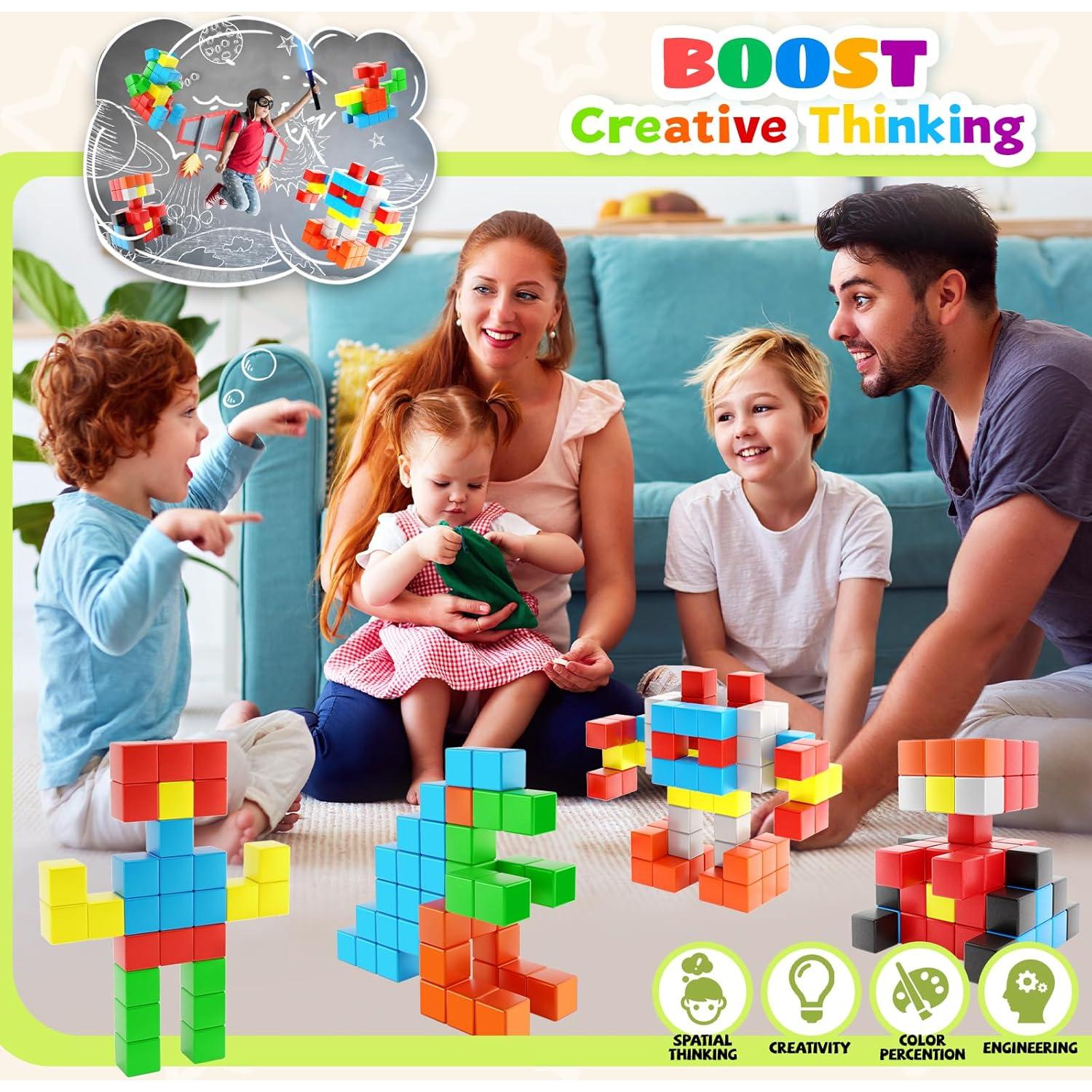 Bloques Magnéticos Montessori 28 Piezas 3 cm para Niños 3+