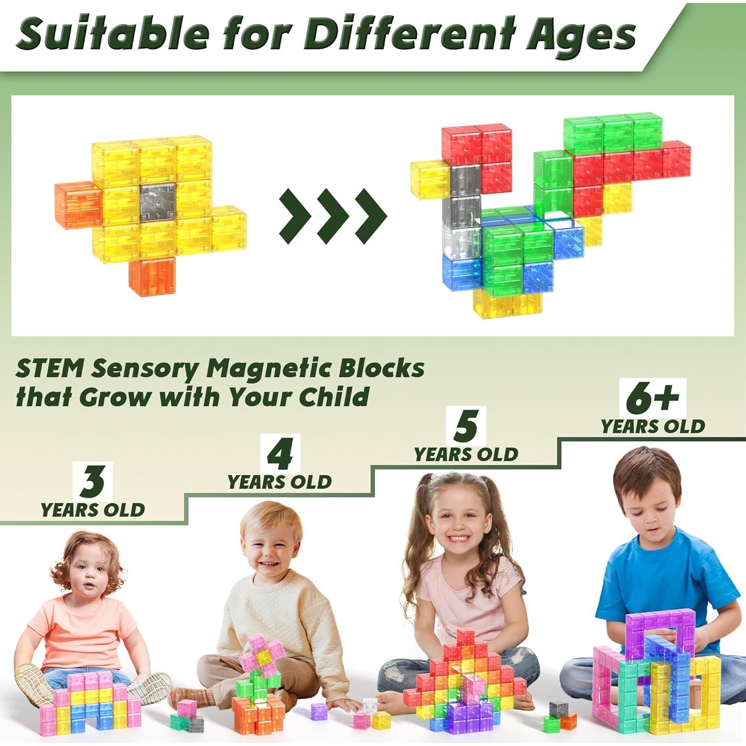 118PCS Bloques Magnéticos de Construcción para Niños 3-6 Años