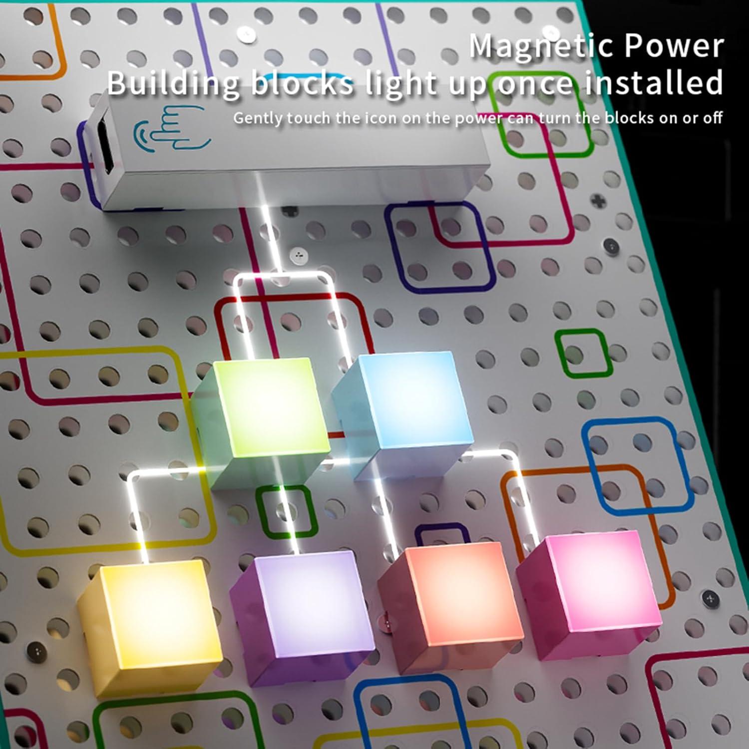 Magnetic Light-Up Building Blocks Set - Magnetic Geometric Building Blocks for Kids, STEM Educational Toys Montessori Sensory Magnet Toys for Toddlers