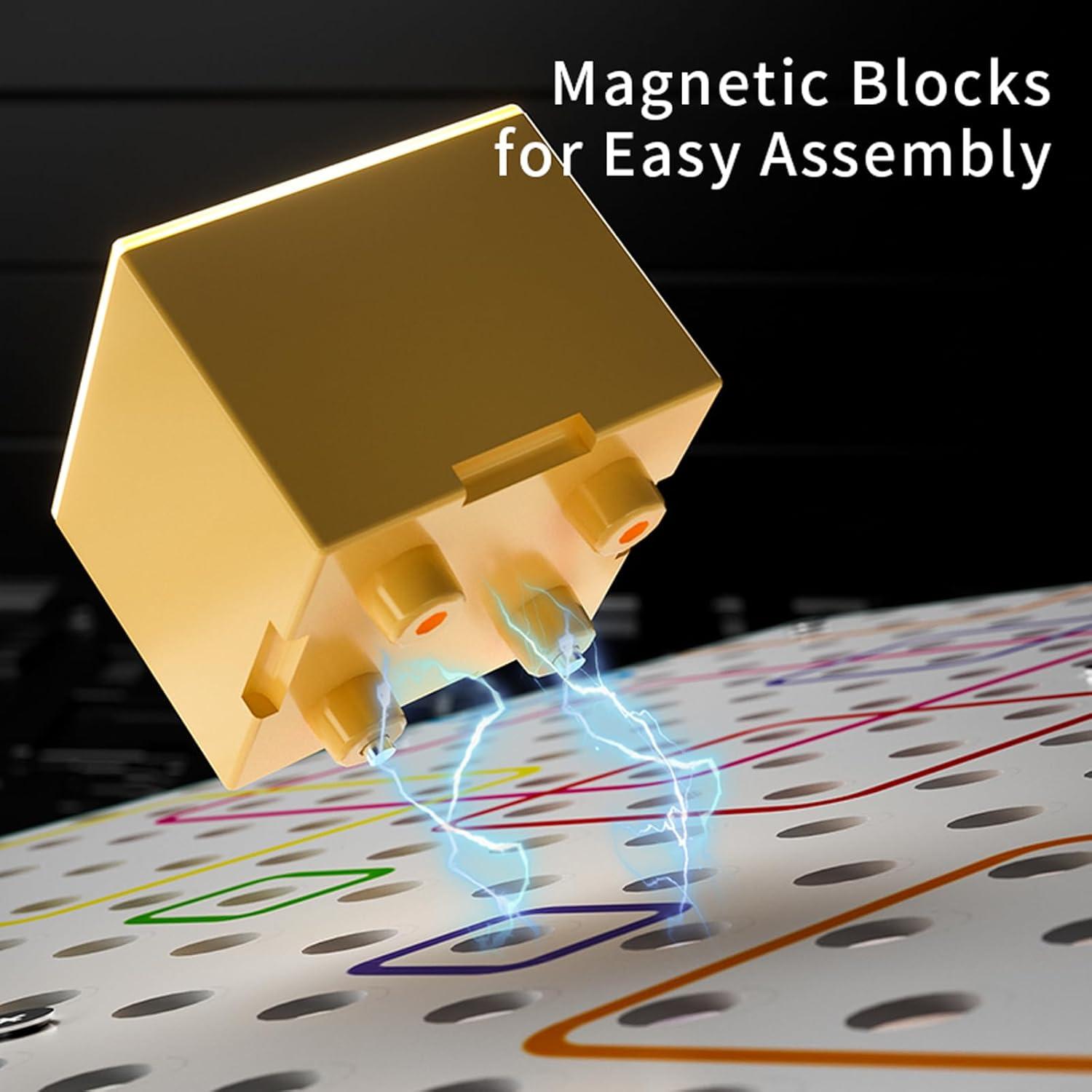 Magnetic Light-Up Building Blocks Set - Magnetic Geometric Building Blocks for Kids, STEM Educational Toys Montessori Sensory Magnet Toys for Toddlers