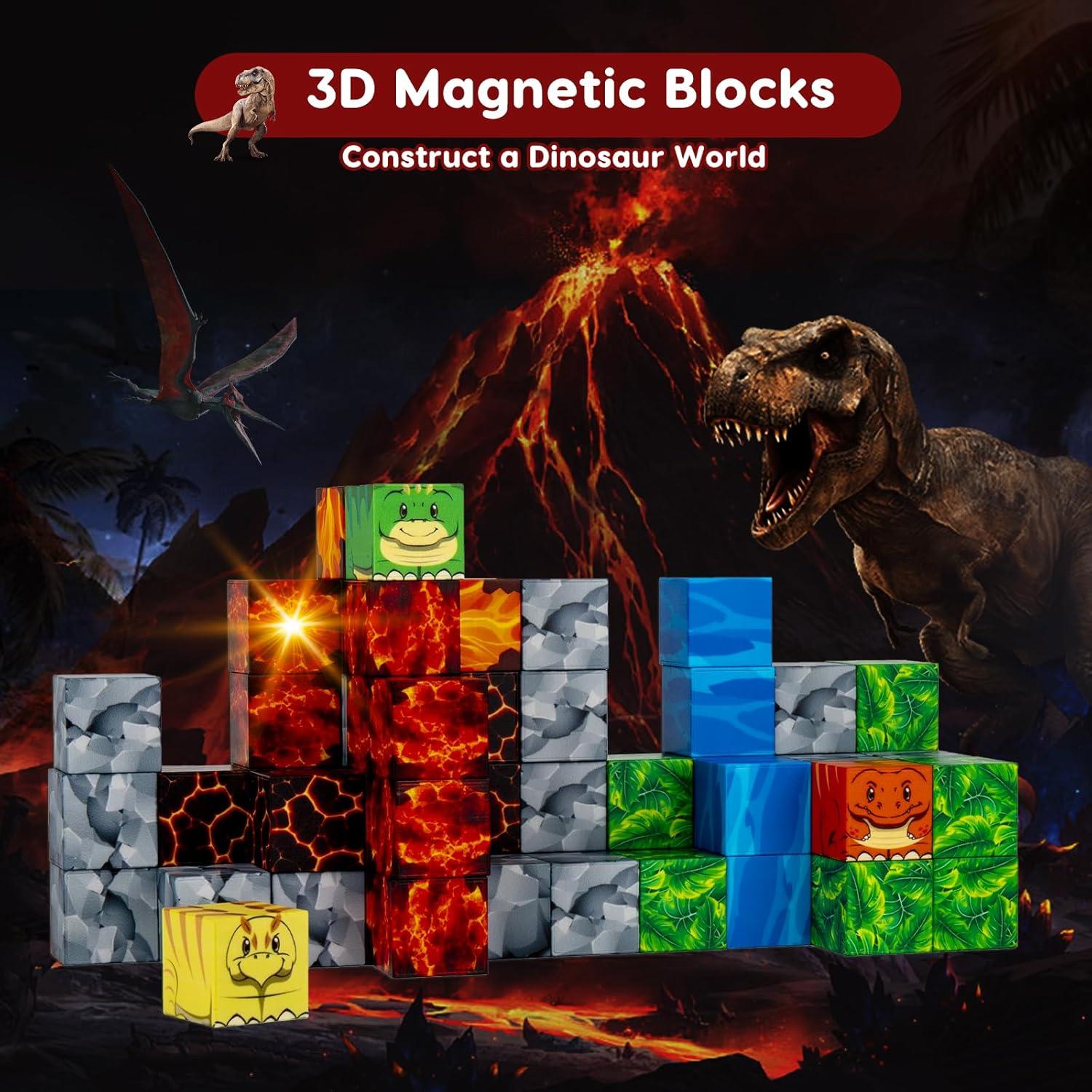 Bloques Magnéticos Dinosaurios 38 PCS Juguetes STEM 2.54 cm