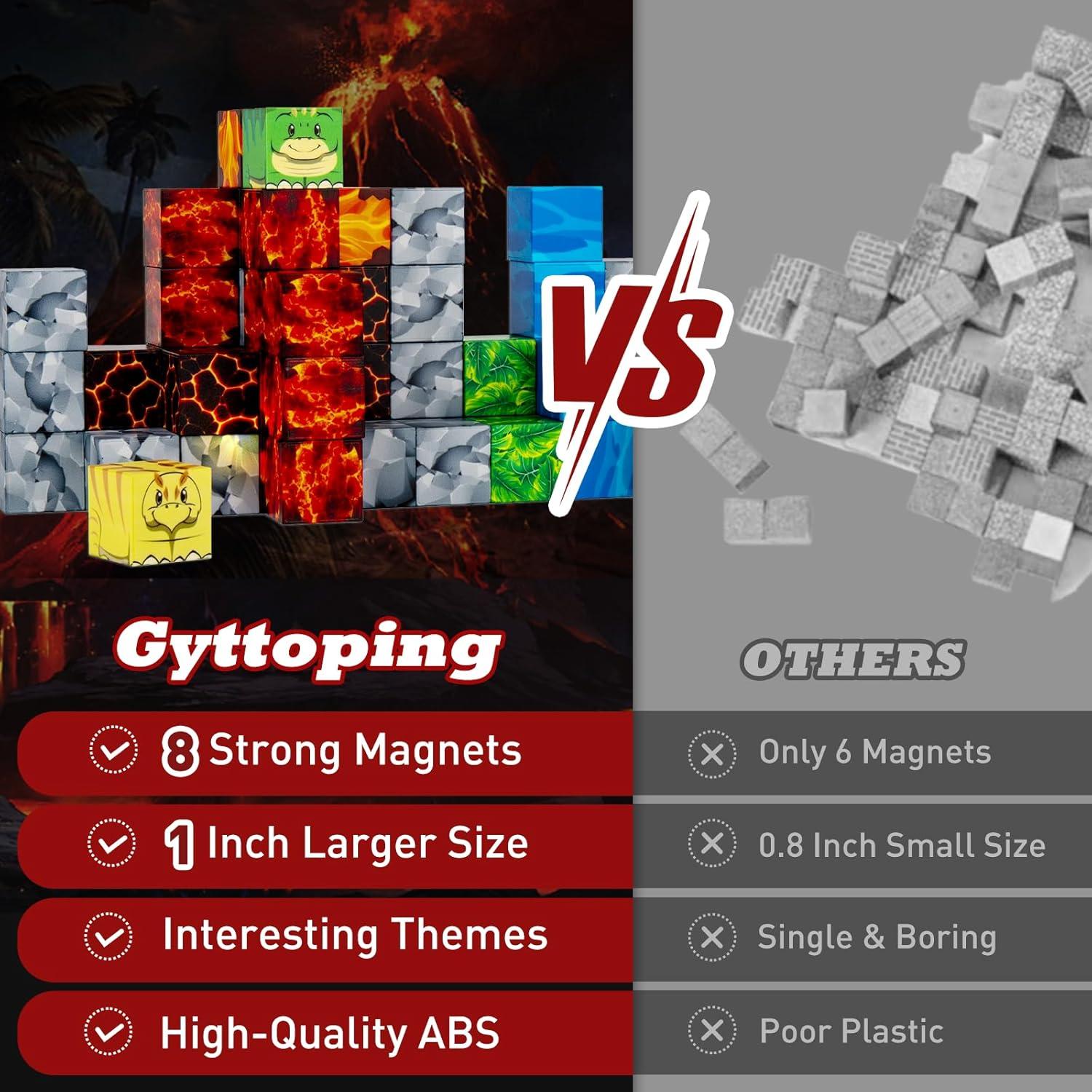 Bloques Magnéticos Dinosaurios 38 PCS Juguetes STEM 2.54 cm