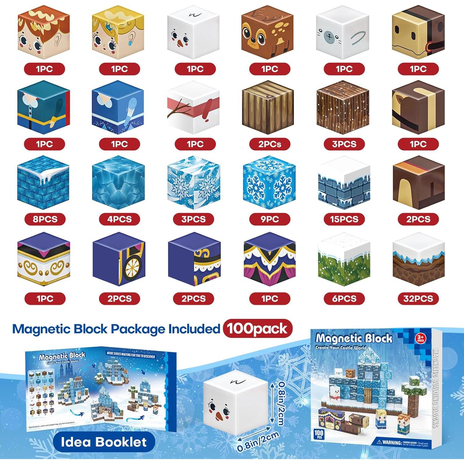 Bloques Magnéticos Gryxpox 100 Piezas Castillo de Hielo