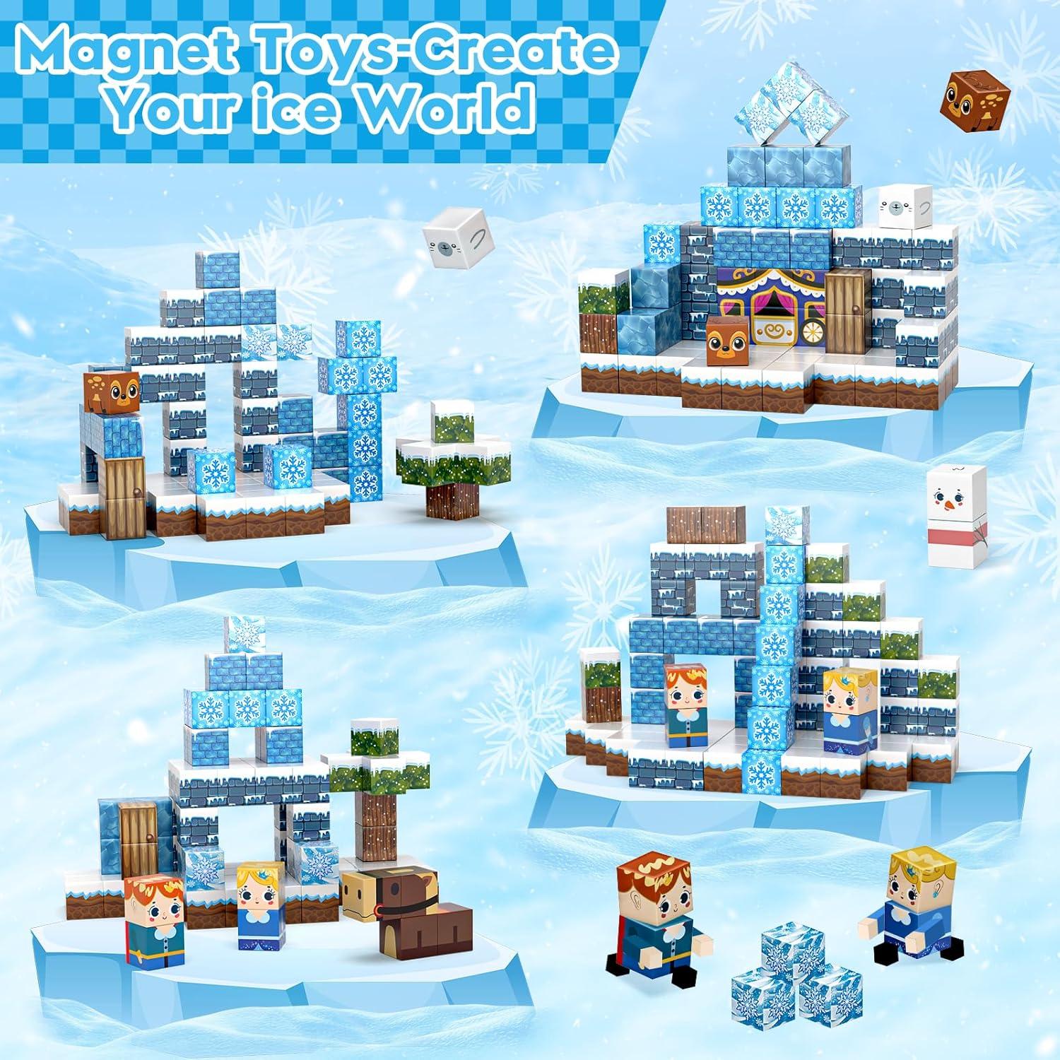 Bloques Magnéticos Gryxpox 100 Piezas Castillo de Hielo