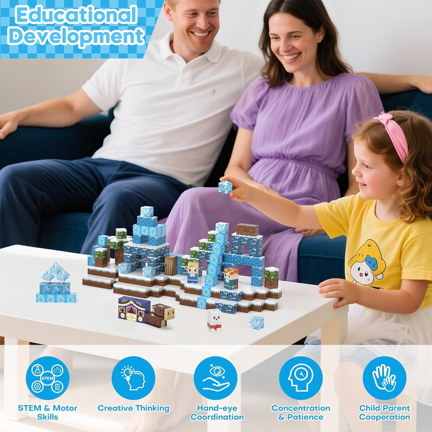 Bloques Magnéticos Gryxpox 100 Piezas Castillo de Hielo