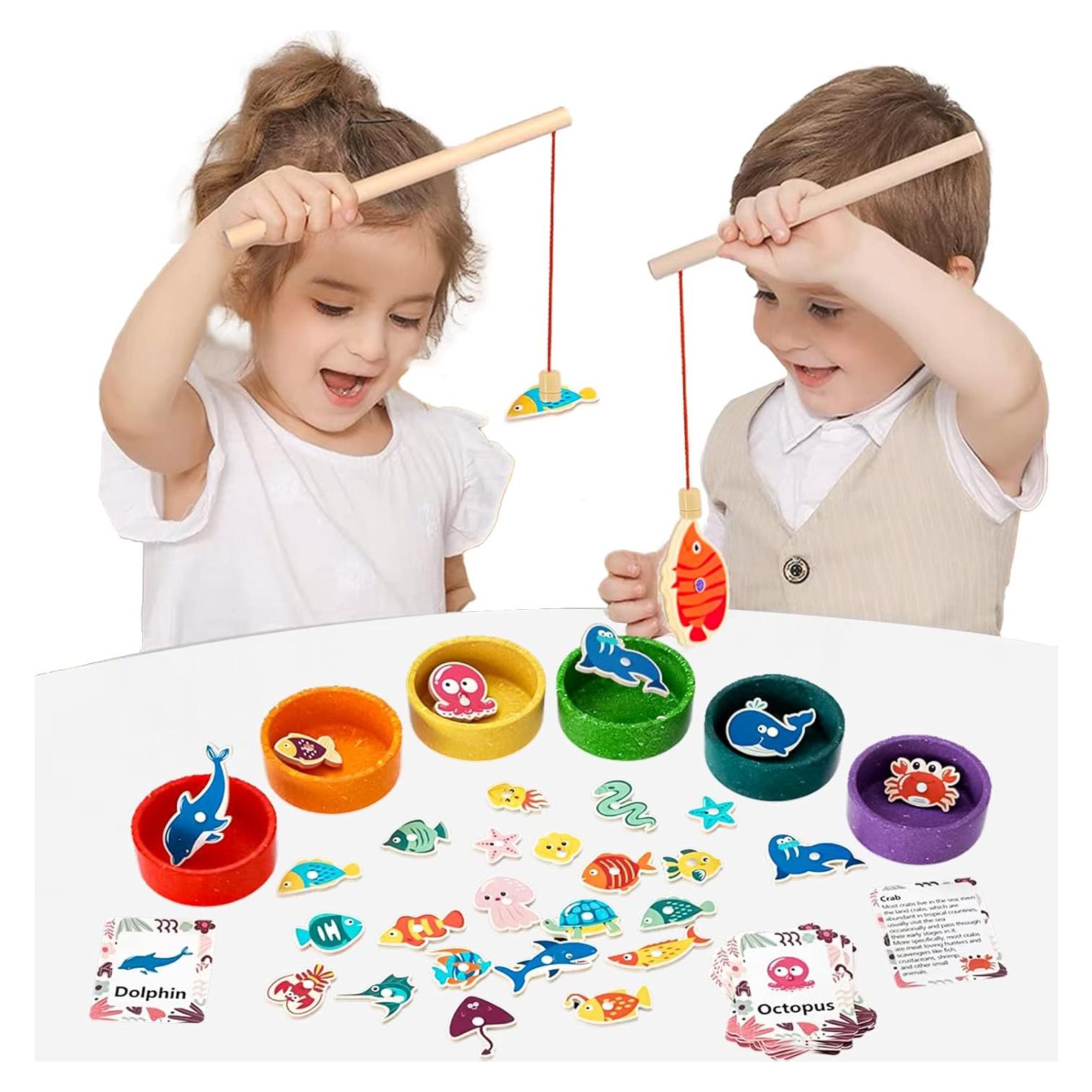 Juego de Pesca Montessori NUGZIX con 2 Cañas y 26 Peces