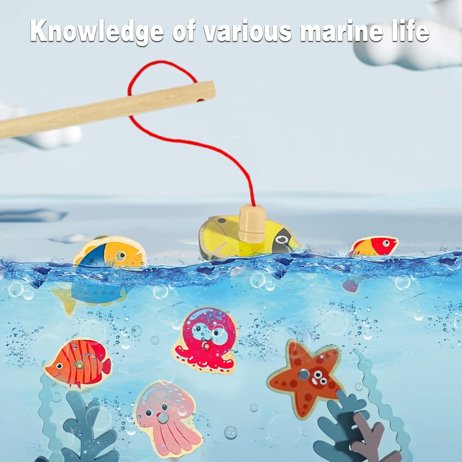 Juego de Pesca Montessori NUGZIX con 2 Cañas y 26 Peces