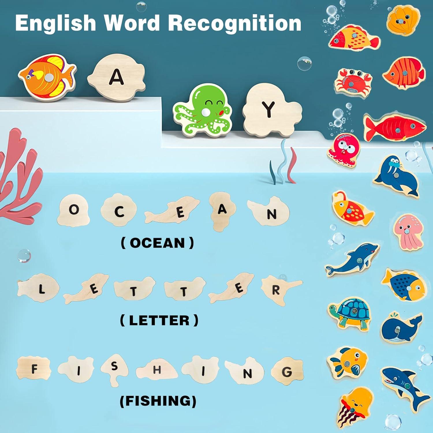 Juego de Pesca Montessori NUGZIX con 2 Cañas y 26 Peces