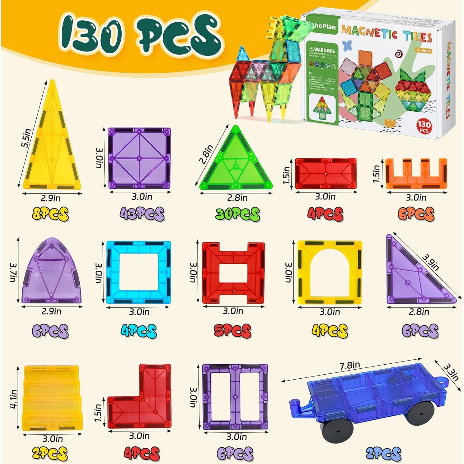 Bloques de Construcción Magnéticos EchoPlan 130 PCS 3D Educativos