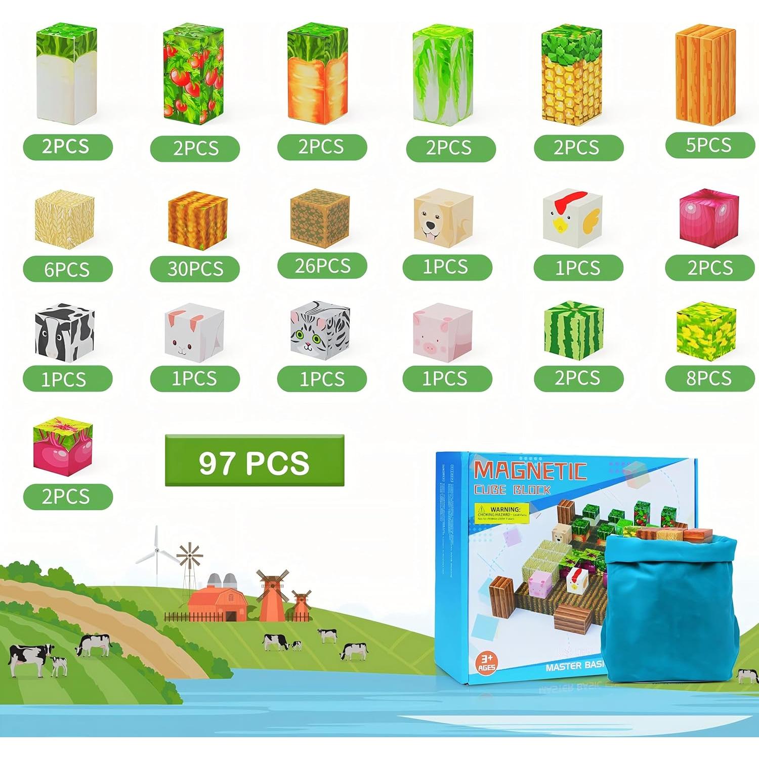 Bloques de Construcción Magnéticos AESGOGO 97PCS Juguetes Educativos
