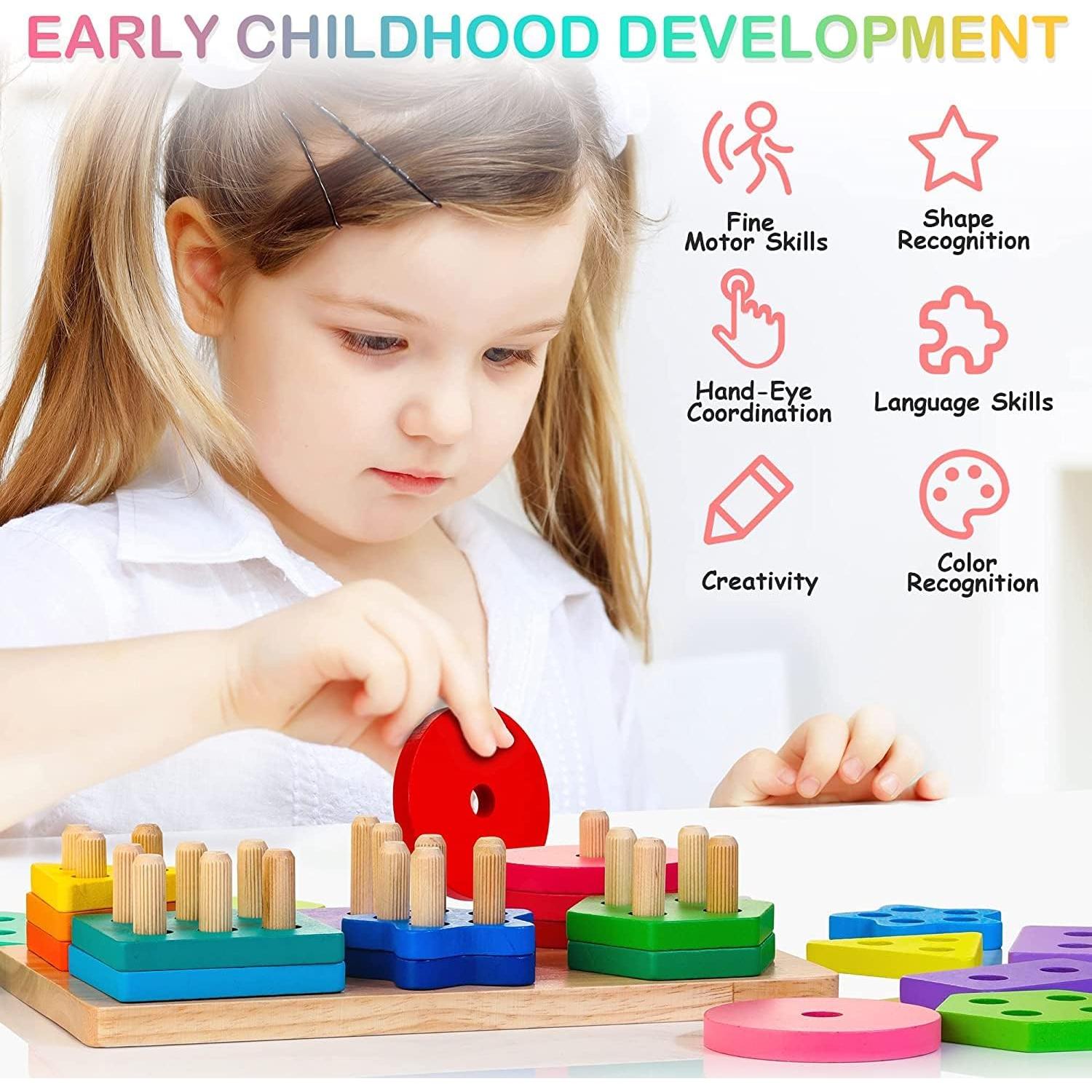 Juguete de Clasificación y Apilamiento HELLOWOOD 24 Piezas