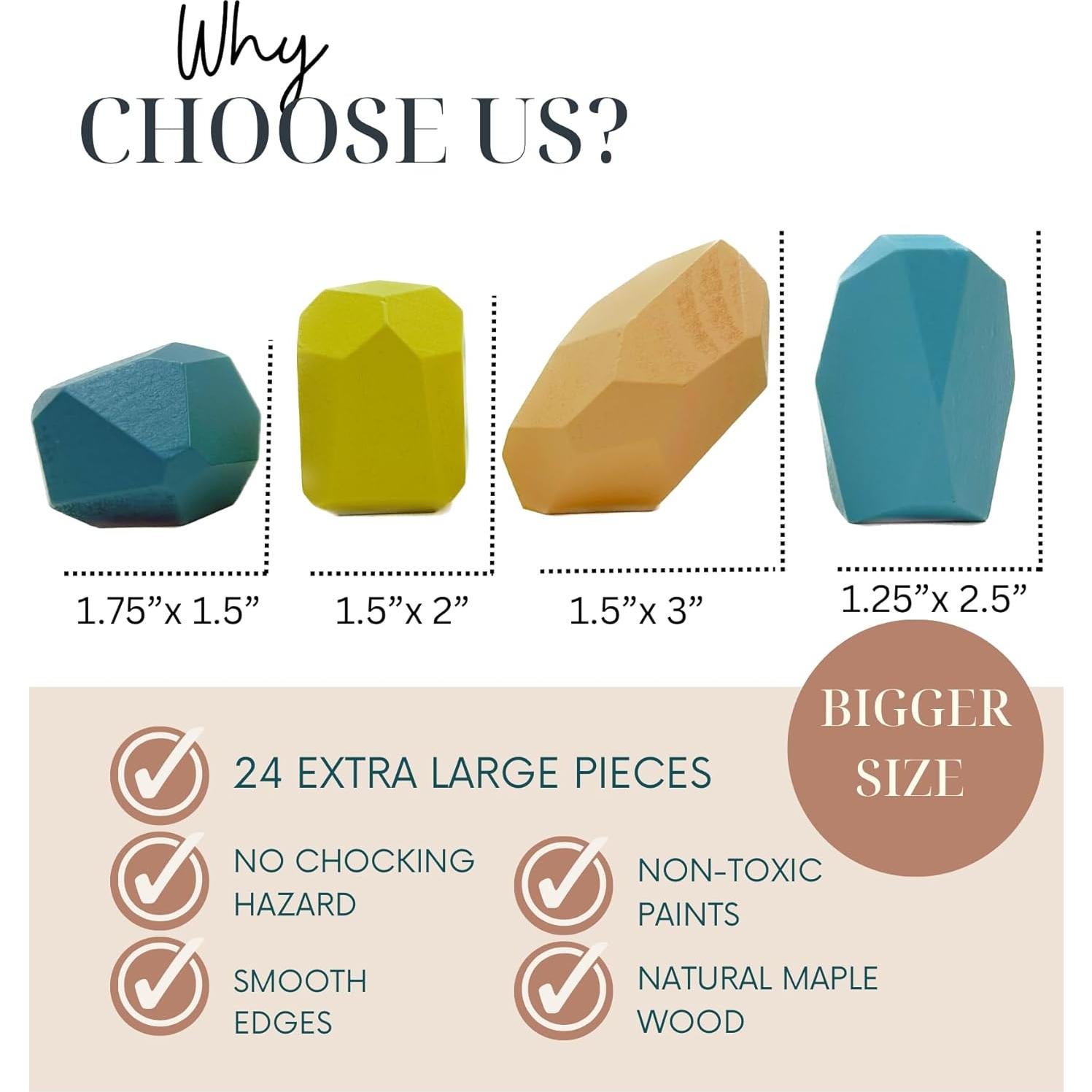 Bloques de Madera XL Everett & Avery Co. - 24 Juguetes Montessori