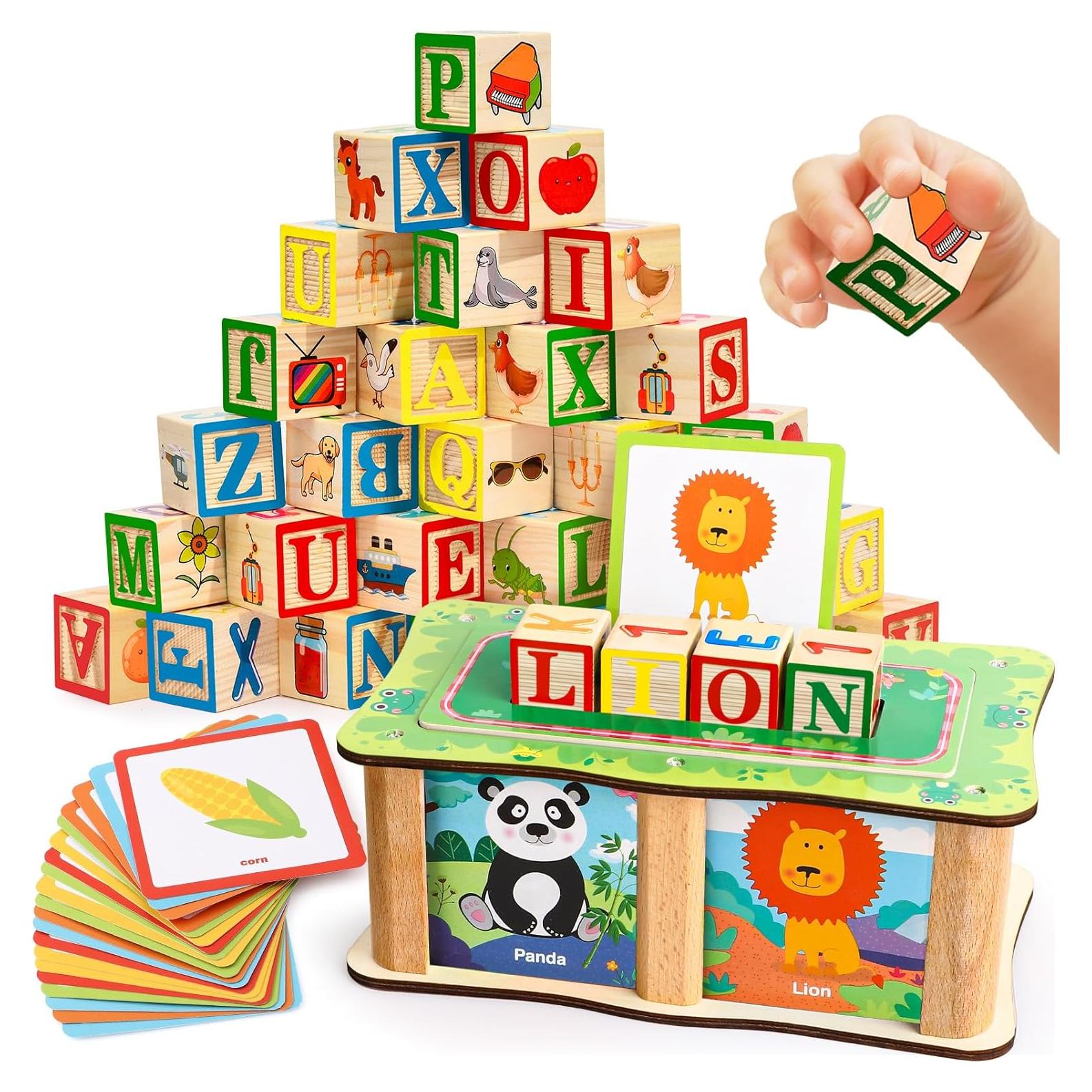 Bloques de Madera Lewo ABC para Niños 1-3 Años Juguete Educativo