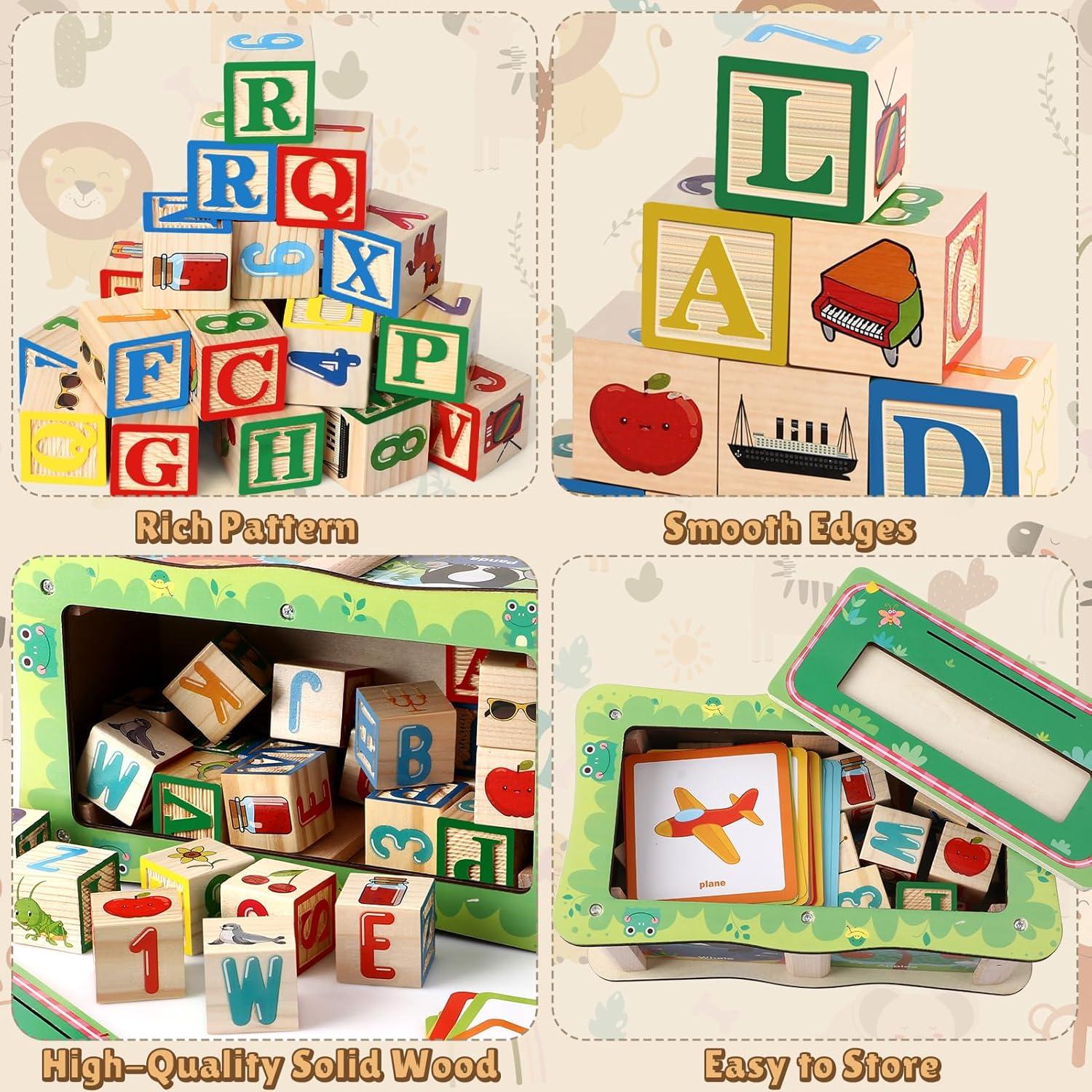 Bloques de Madera Lewo ABC para Niños 1-3 Años Juguete Educativo