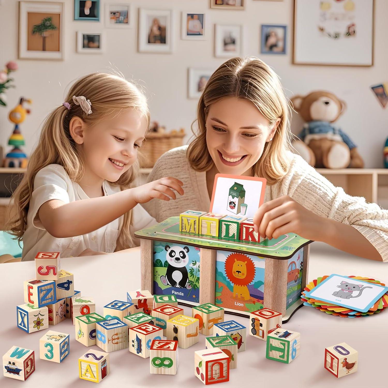 Bloques de Madera Lewo ABC para Niños 1-3 Años Juguete Educativo