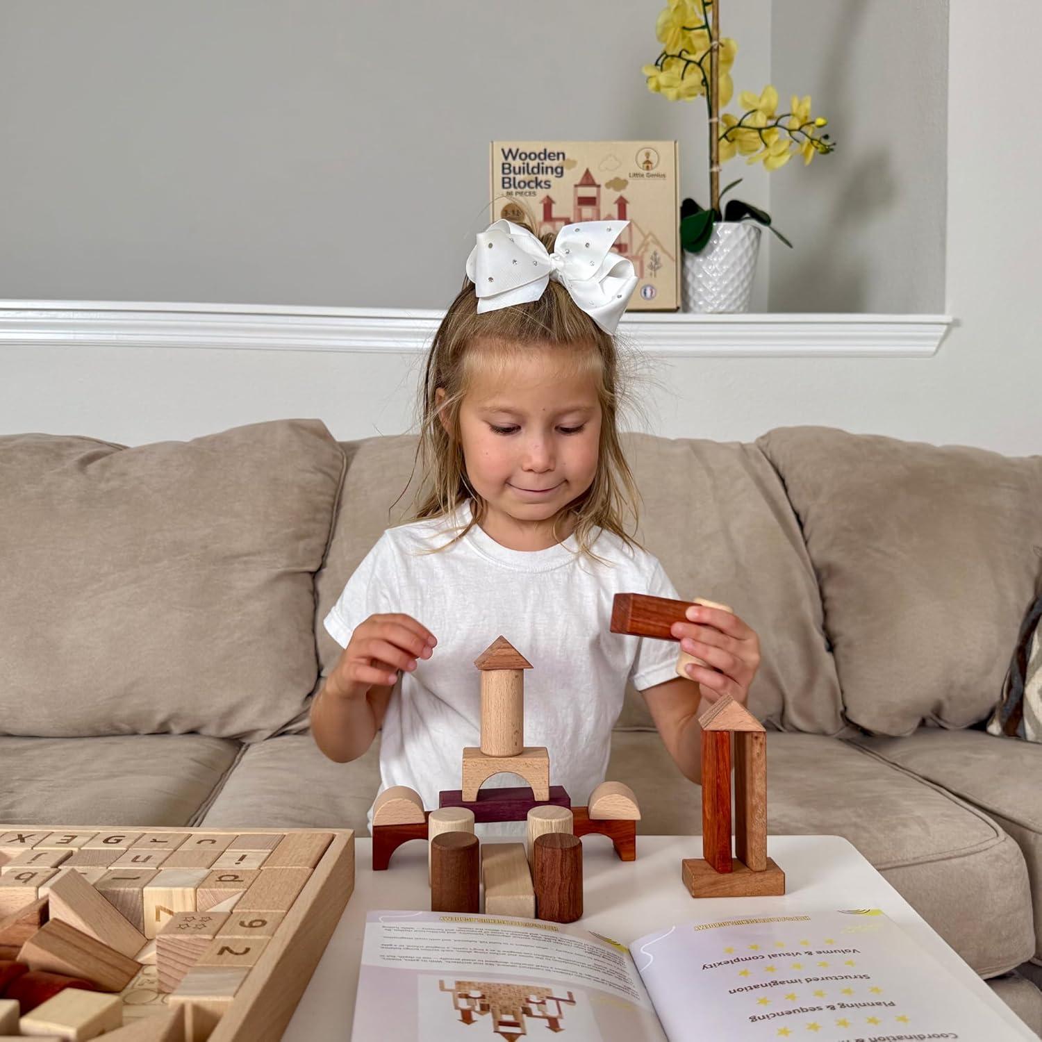 Bloques de Construcción de Madera Hexagonales Hexagon 86 Piezas