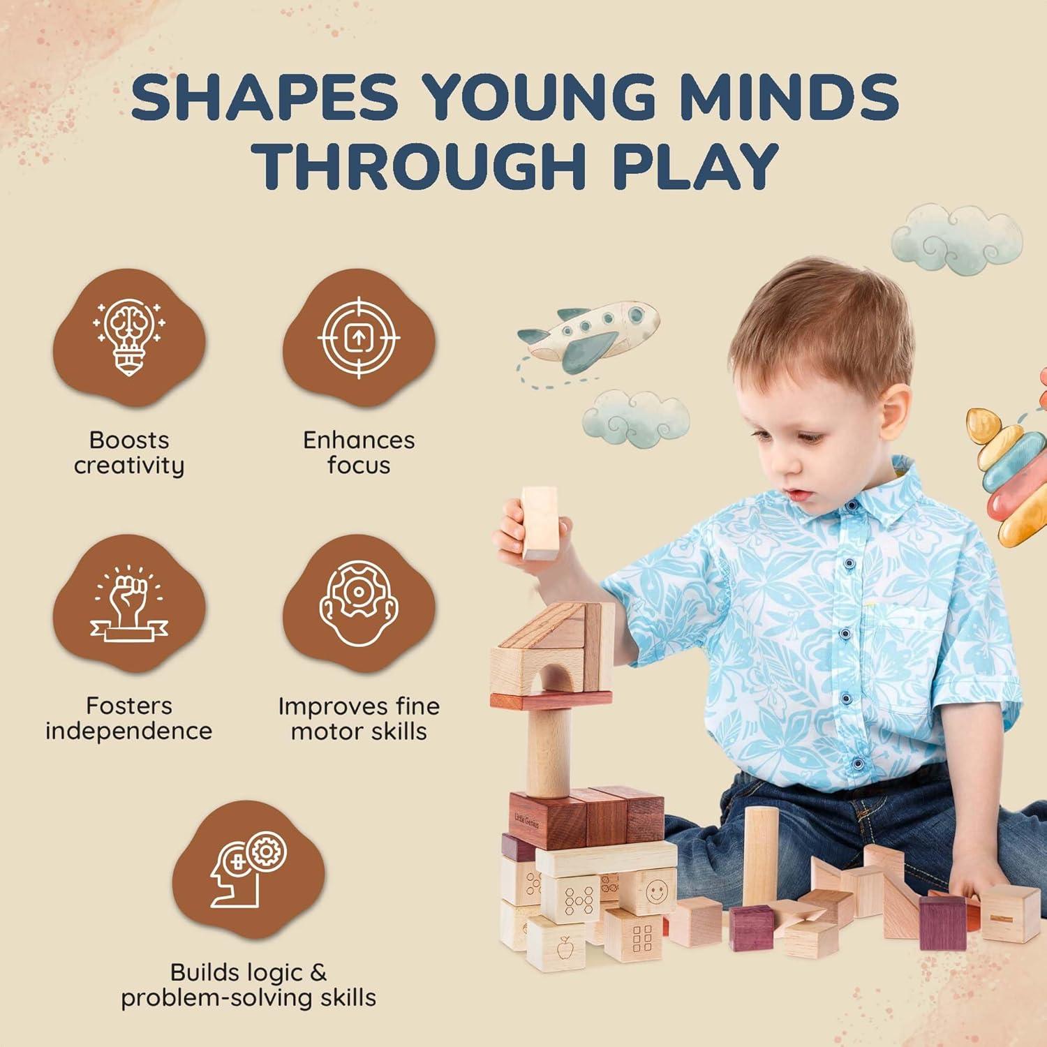 Bloques de Construcción de Madera Hexagonales Hexagon 86 Piezas