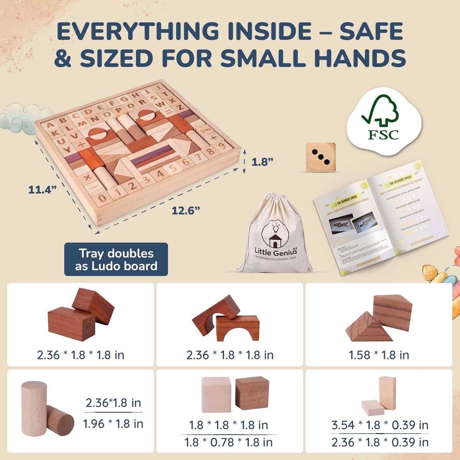 Bloques de Construcción de Madera Hexagonales Hexagon 86 Piezas