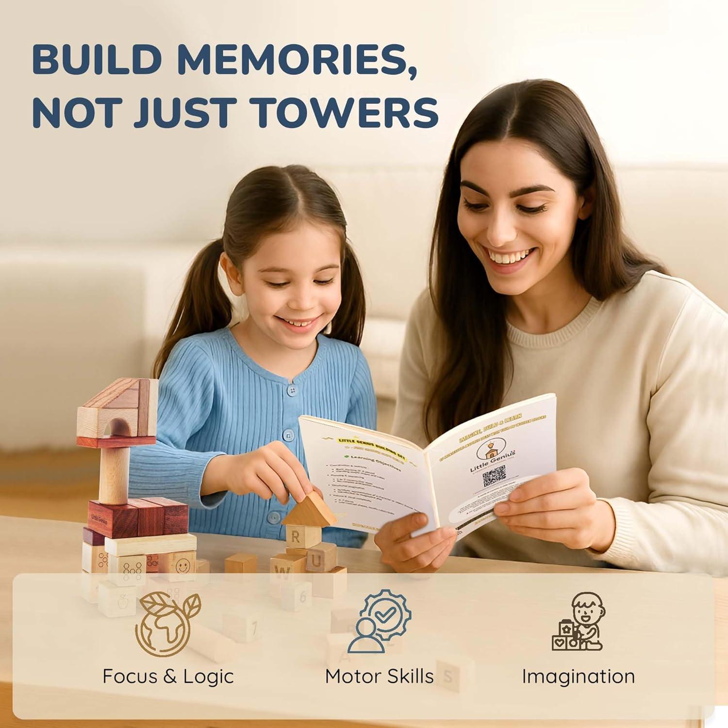 Bloques de Construcción de Madera Hexagonales Hexagon 86 Piezas