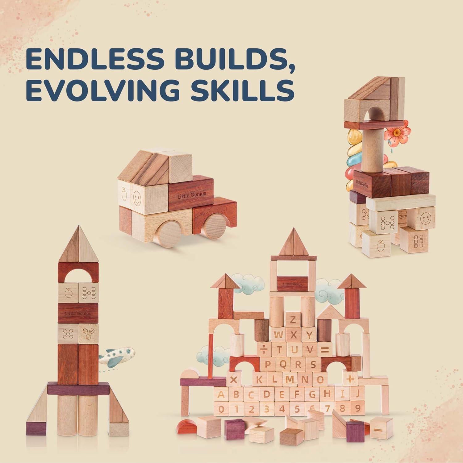 Bloques de Construcción de Madera Hexagonales Hexagon 86 Piezas