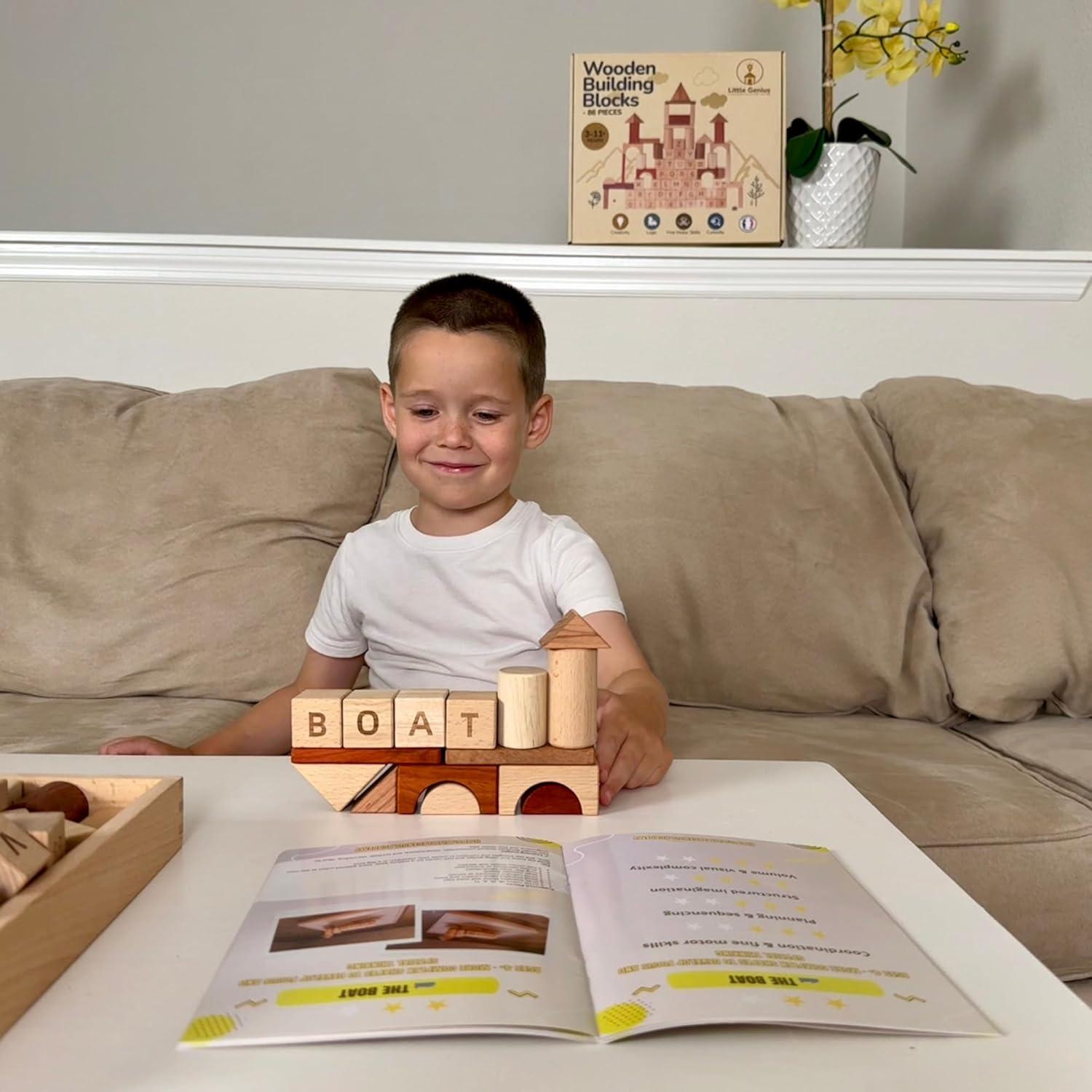 Bloques de Construcción de Madera Hexagonales Hexagon 86 Piezas