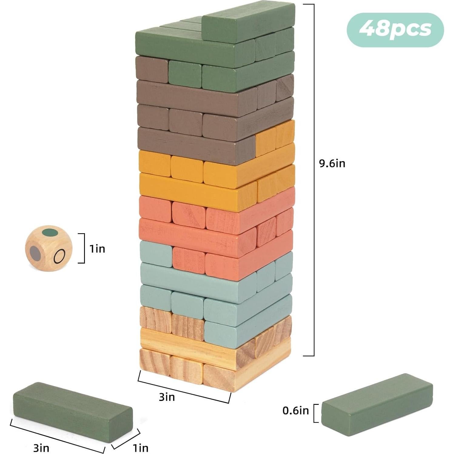 Juego de Bloques de Madera Apilables 48PCS WOODENFUN