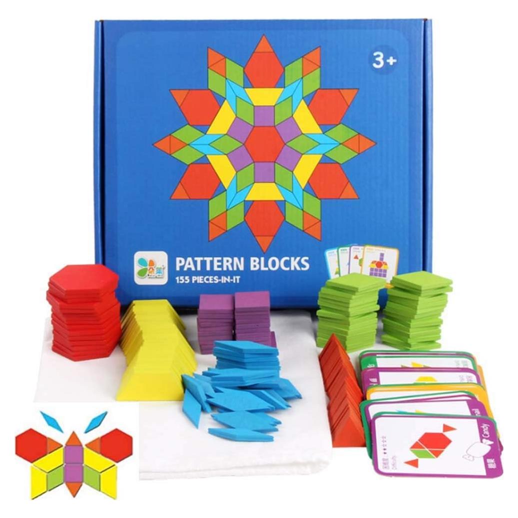 Juguete Educativo JCREN Bloques de Madera 155 Piezas STEM